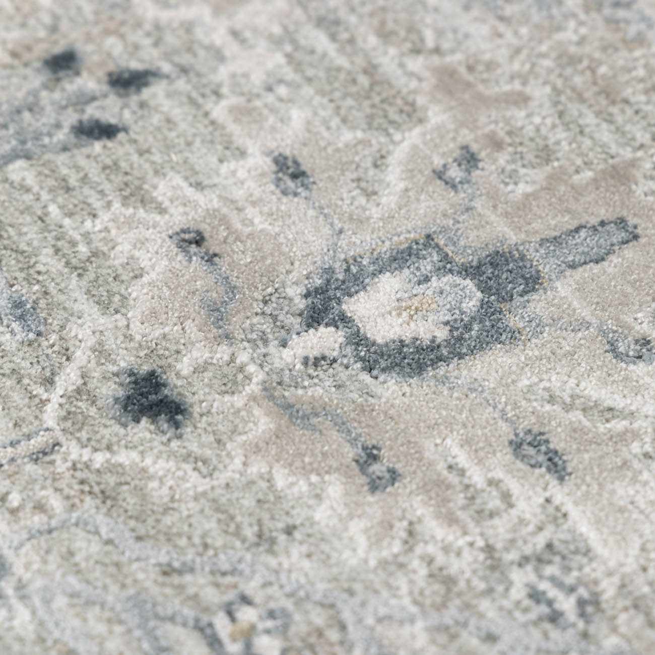 Traditional Gray And Beige Oushak Machine Woven Rug - Image 17