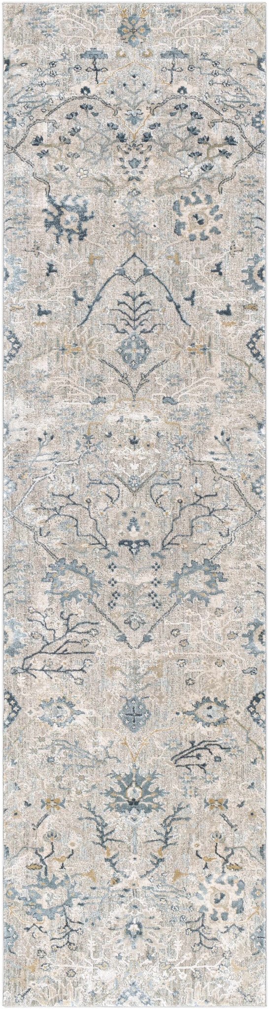 Traditional Gray And Beige Oushak Machine Woven Rug - Image 18