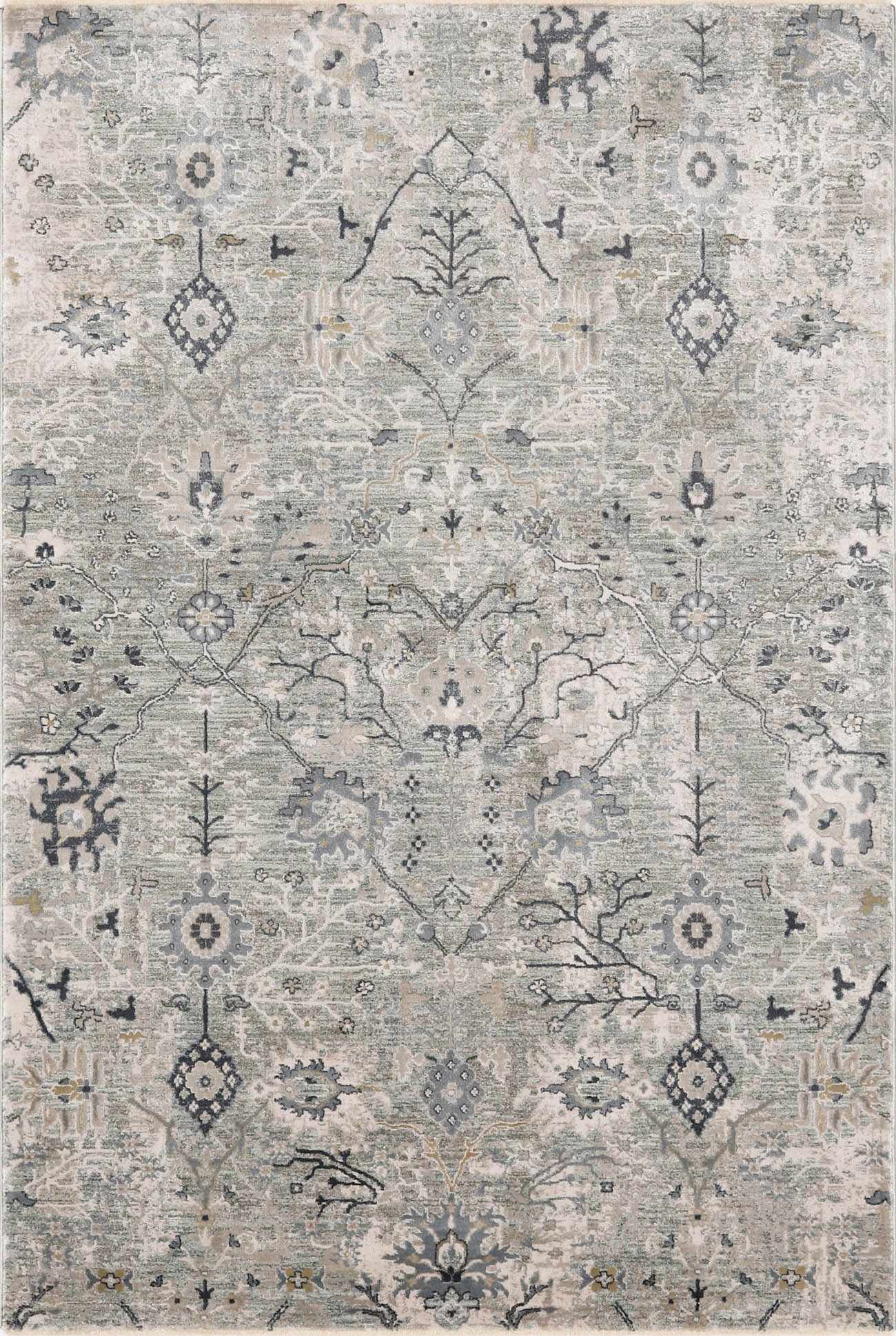 Traditional Gray And Beige Oushak Machine Woven Rug - Image 2