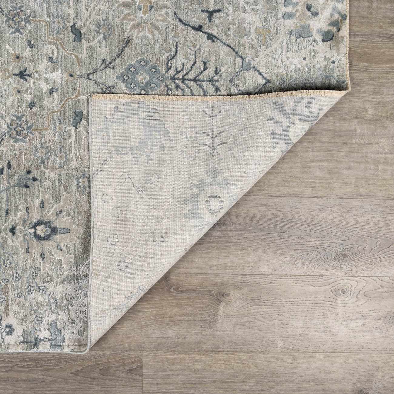 Traditional Gray And Beige Oushak Machine Woven Rug - Image 5