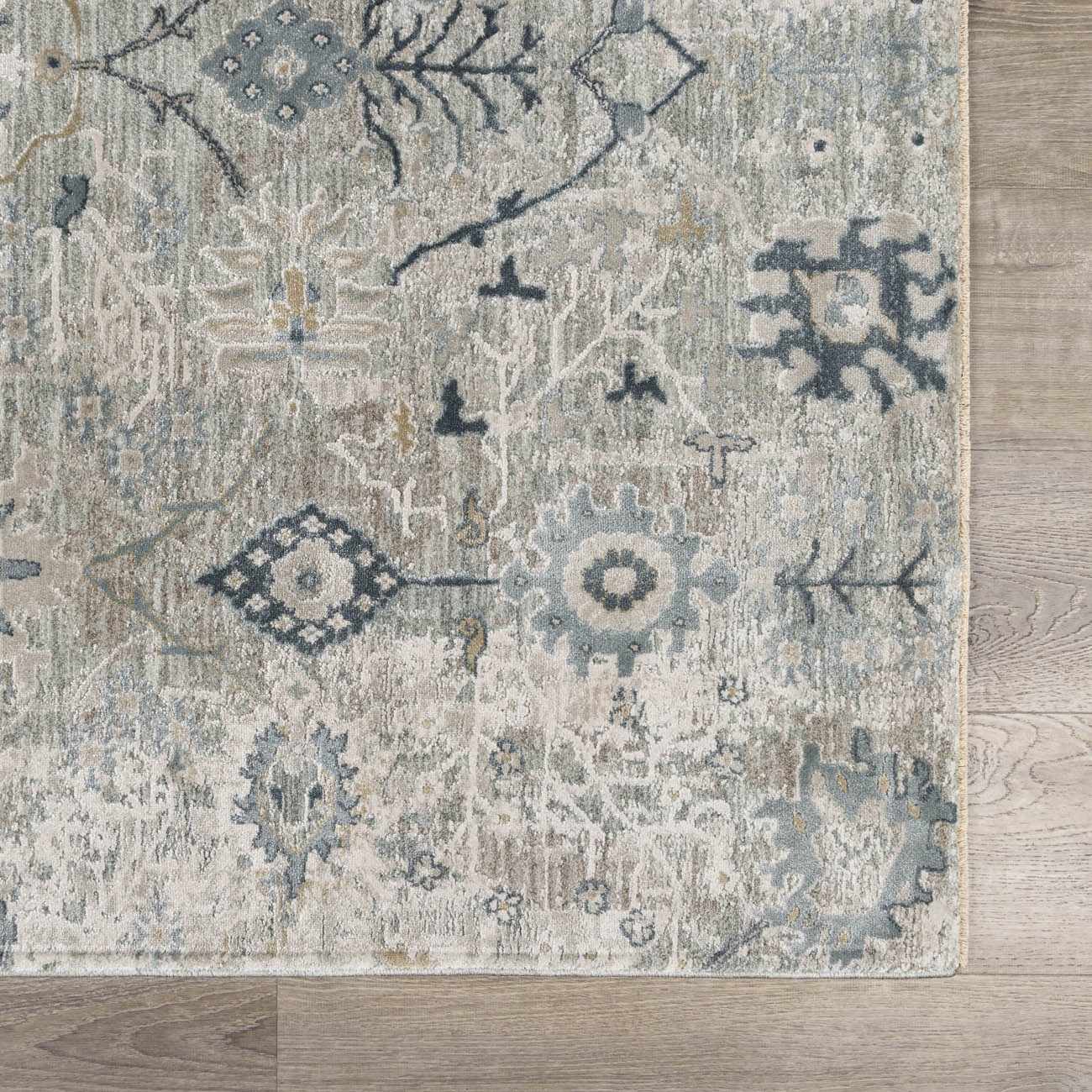 Traditional Gray And Beige Oushak Machine Woven Rug - Image 7