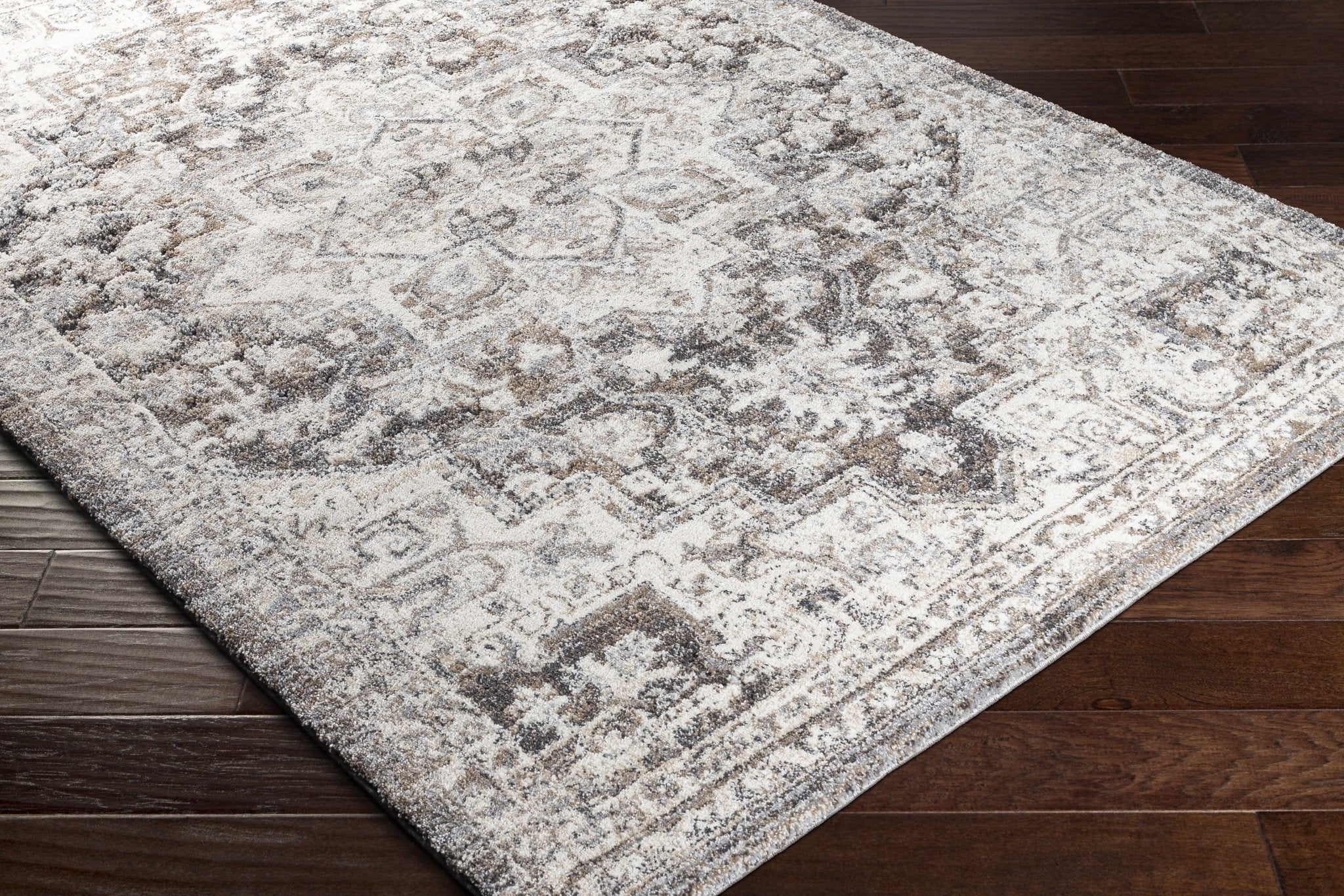 Traditional Gray And Beige Rug - Image 3