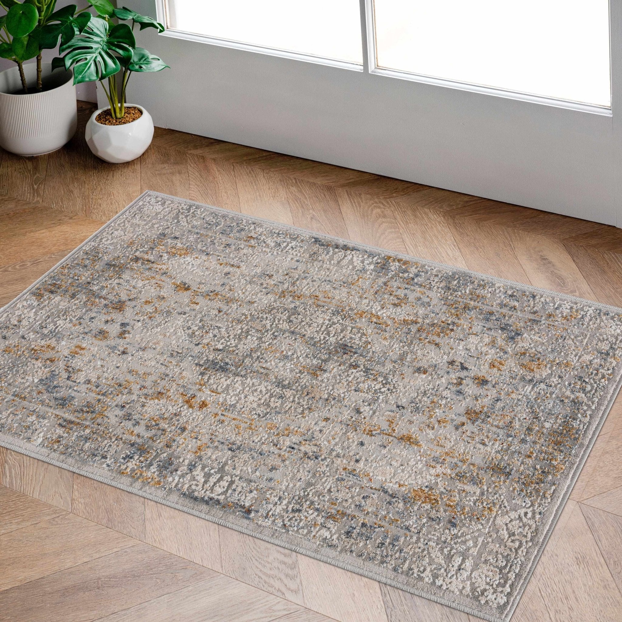Traditional Gray And Mustard Area Rug - Image 11