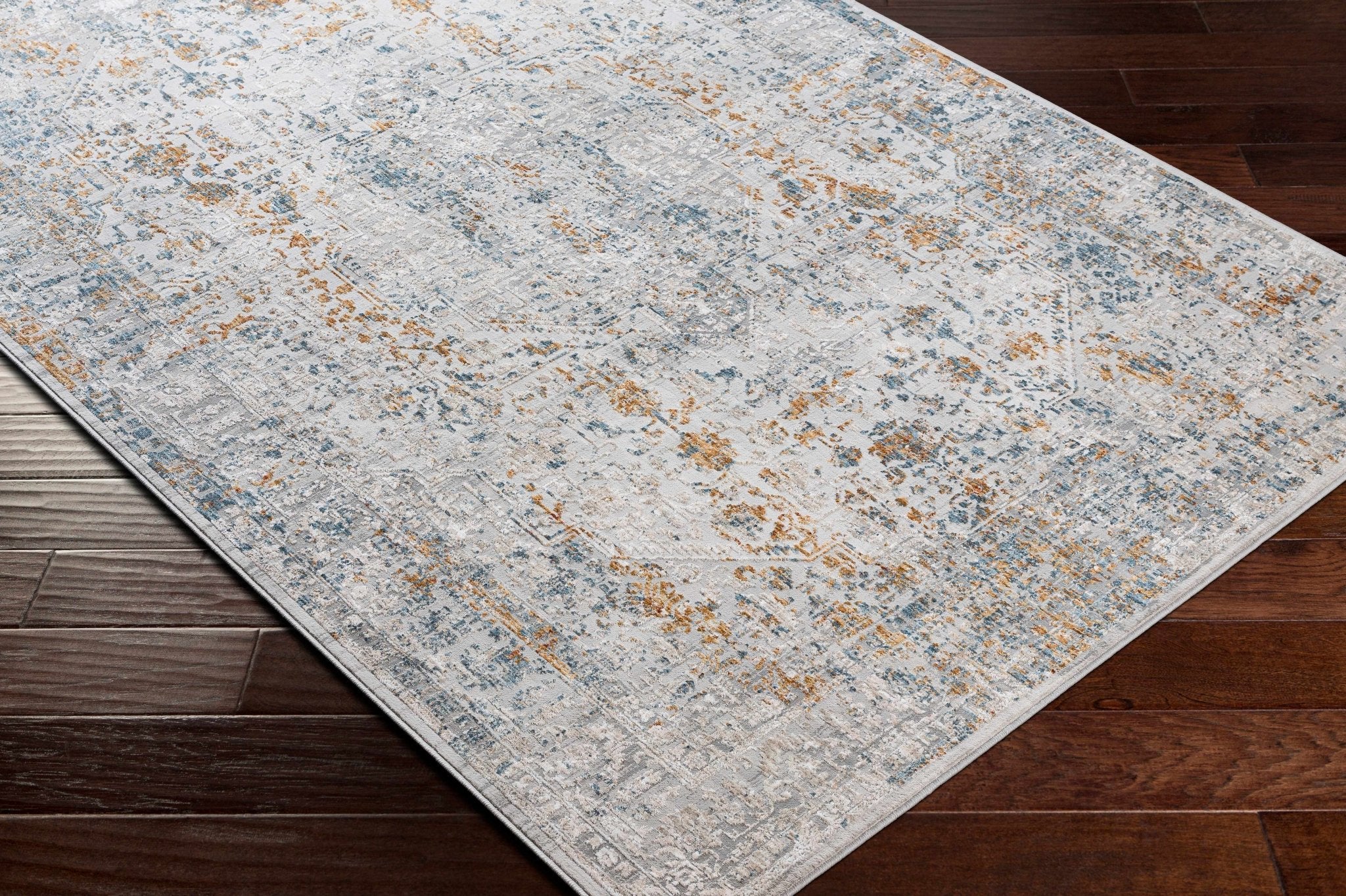 Traditional Gray And Mustard Area Rug - Image 12