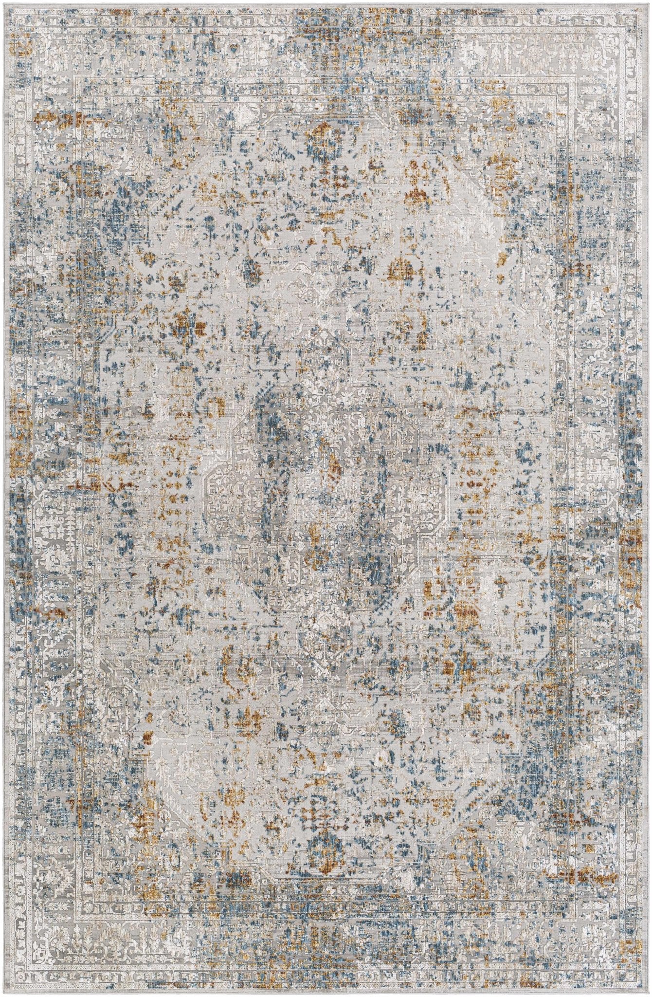 Traditional Gray And Mustard Area Rug - Image 13