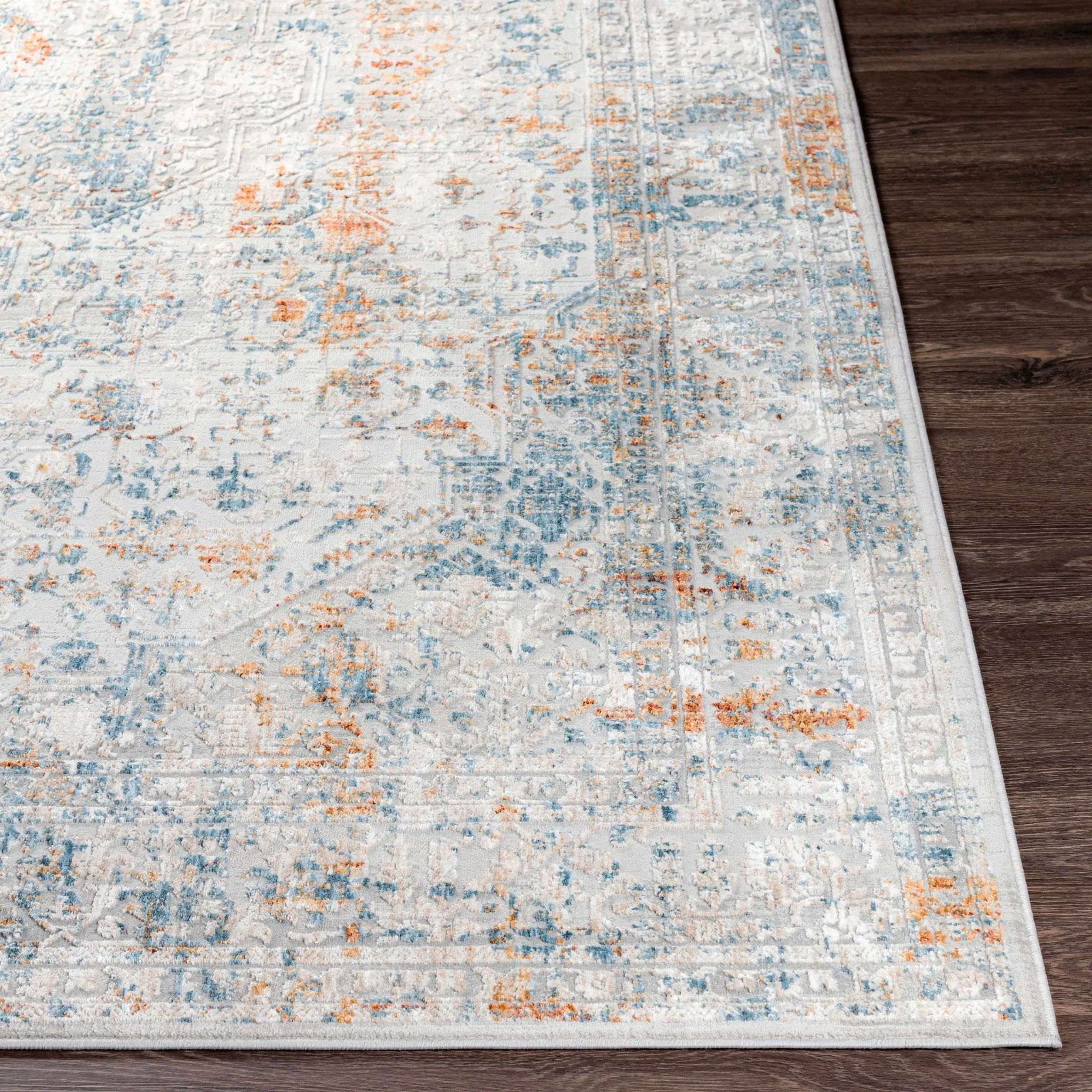 Traditional Gray And Mustard Area Rug - Image 4
