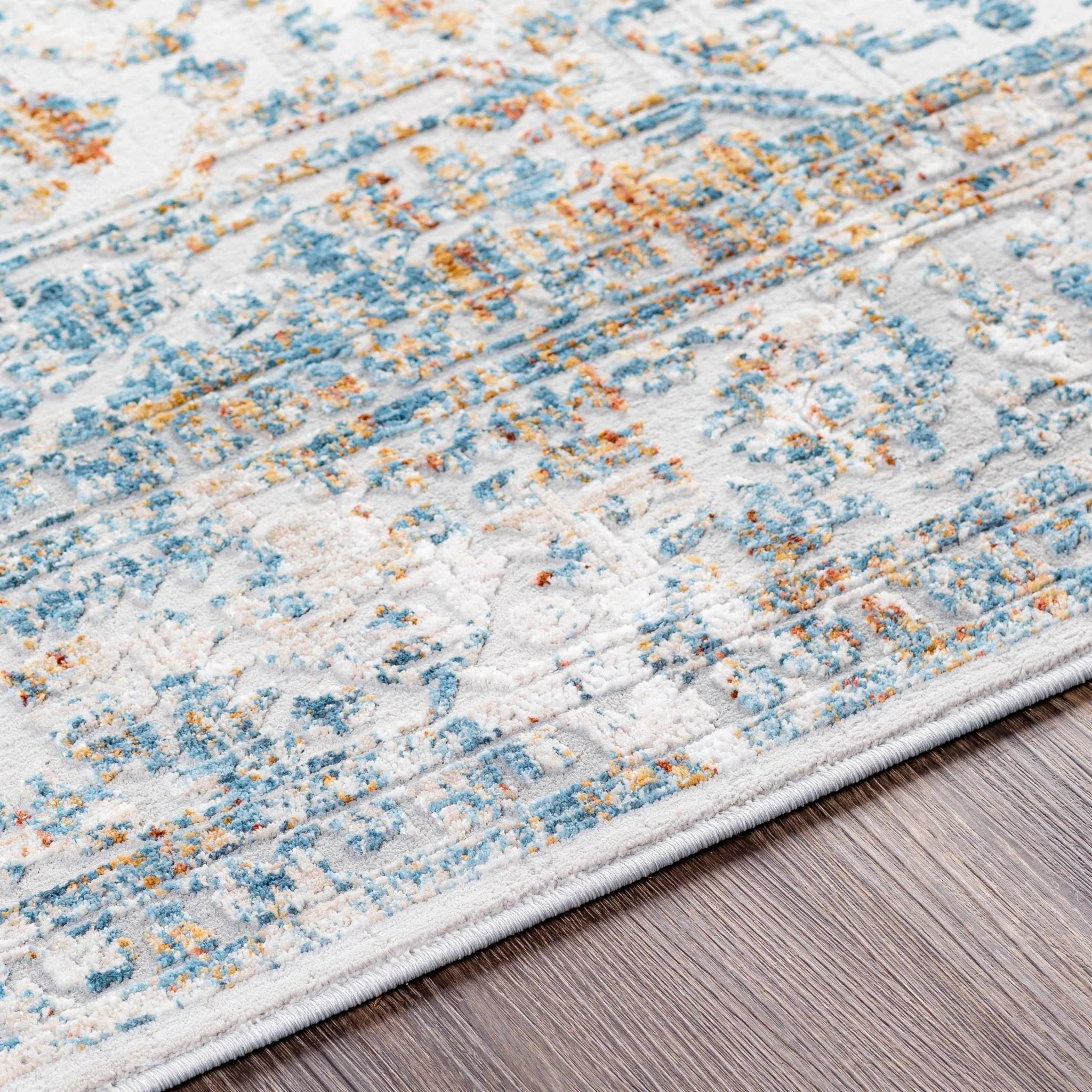 Traditional Gray And Mustard Area Rug - Image 5