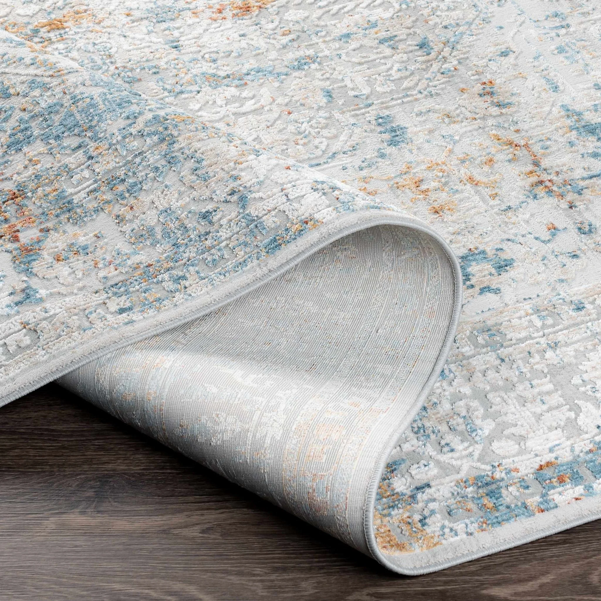Traditional Gray And Mustard Area Rug - Image 6