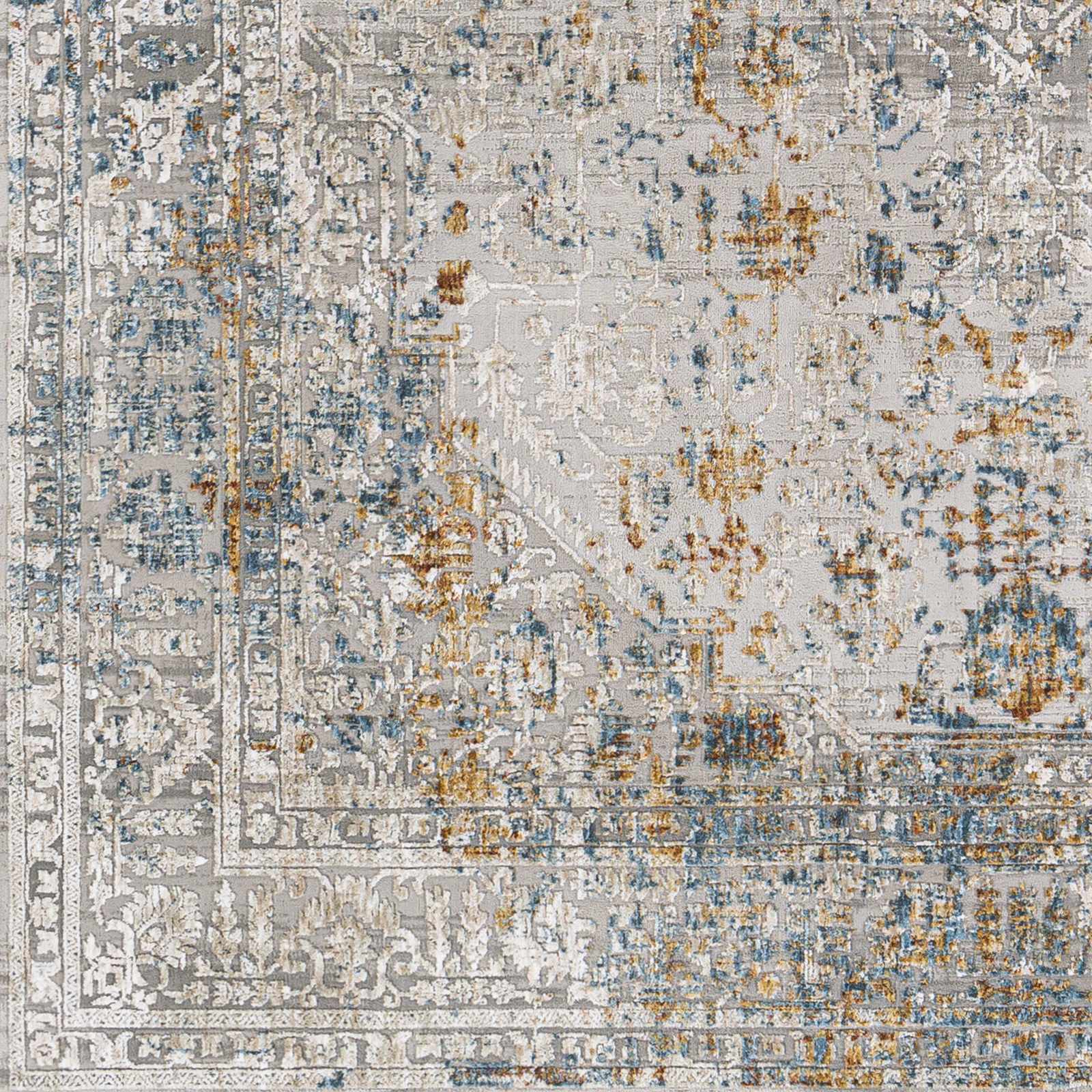 Traditional Gray And Mustard Area Rug - Image 7