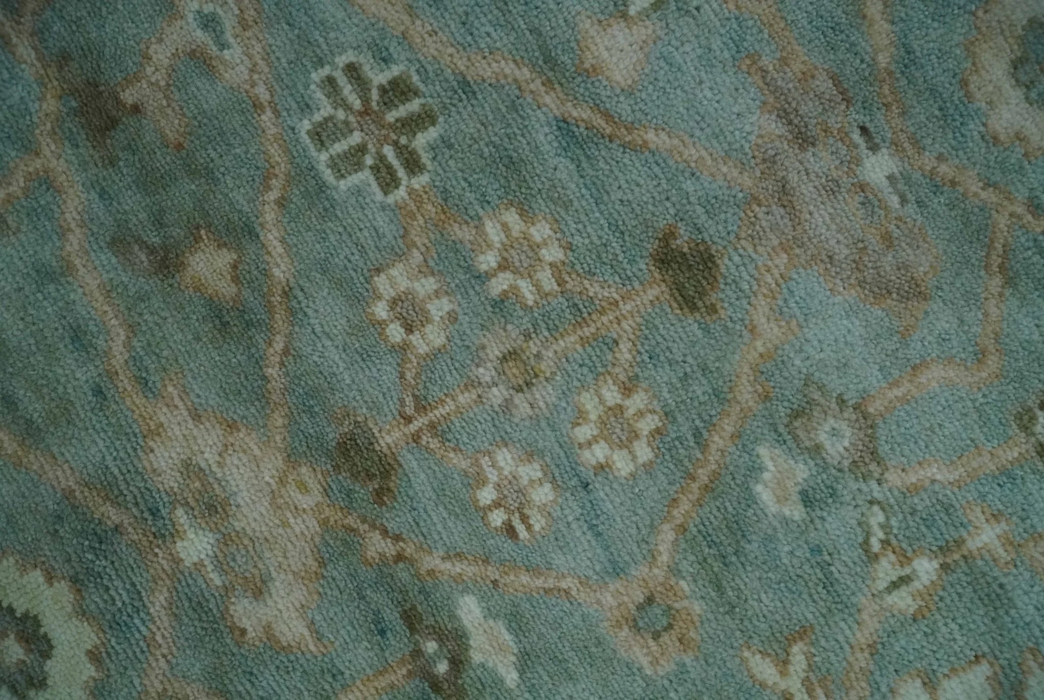 Custom Made Traditional Aqua and Silver Antique Style Multi size Hand knotted Wool Area Rug - Image 4