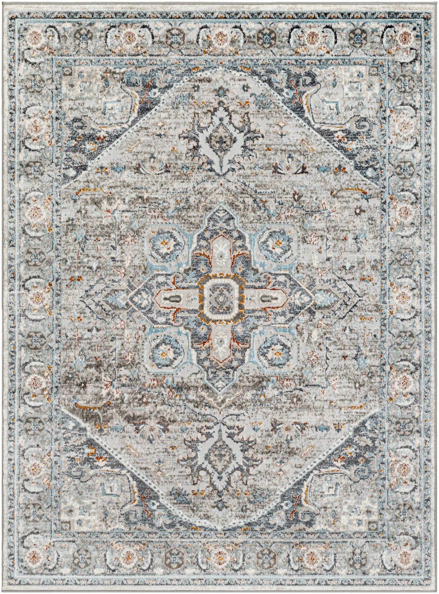 Antique Style Traditional Turkish Design Gray, Charcoal, Teal and Brown Area Rug - Image 14