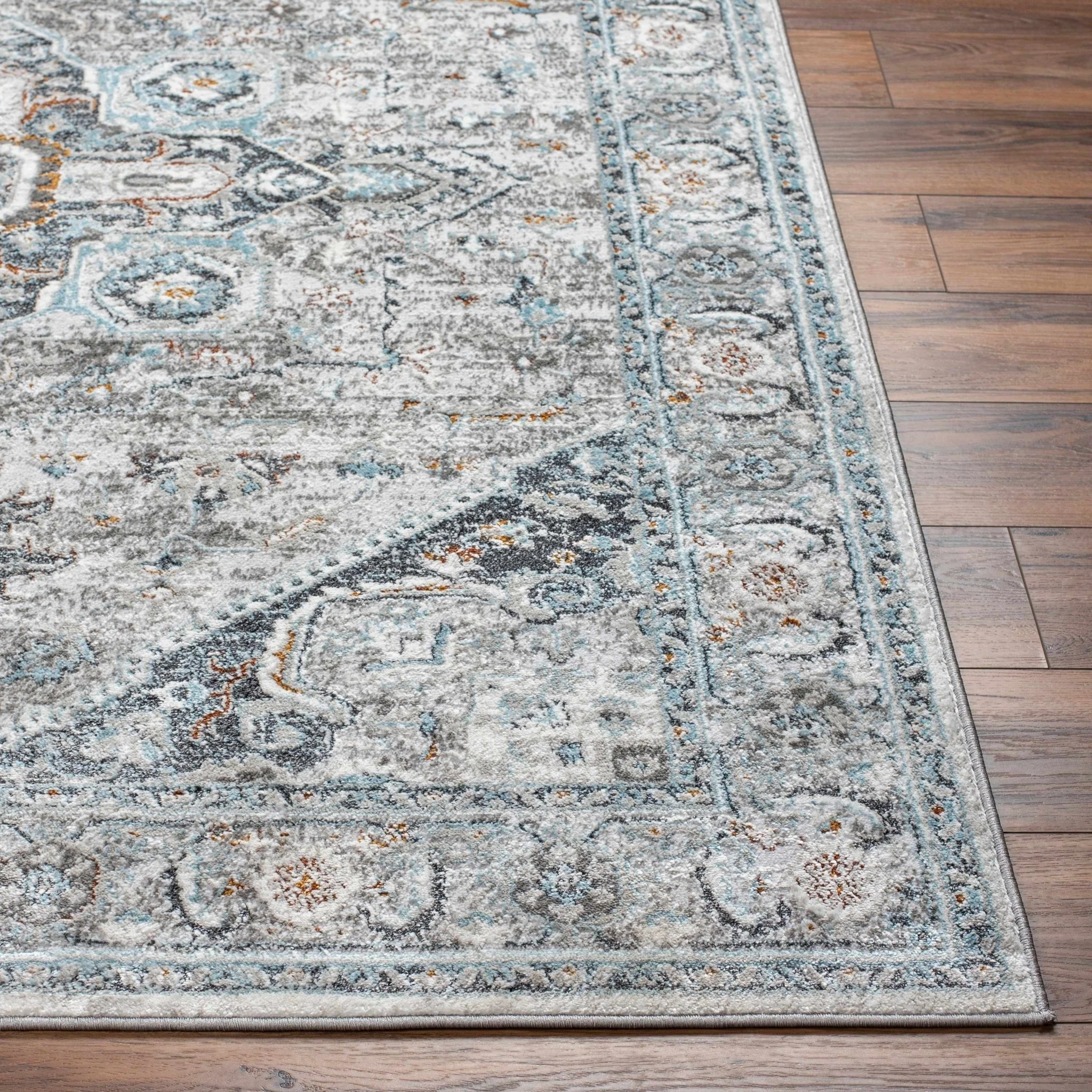 Antique Style Traditional Turkish Design Gray, Charcoal, Teal and Brown Area Rug - Image 15