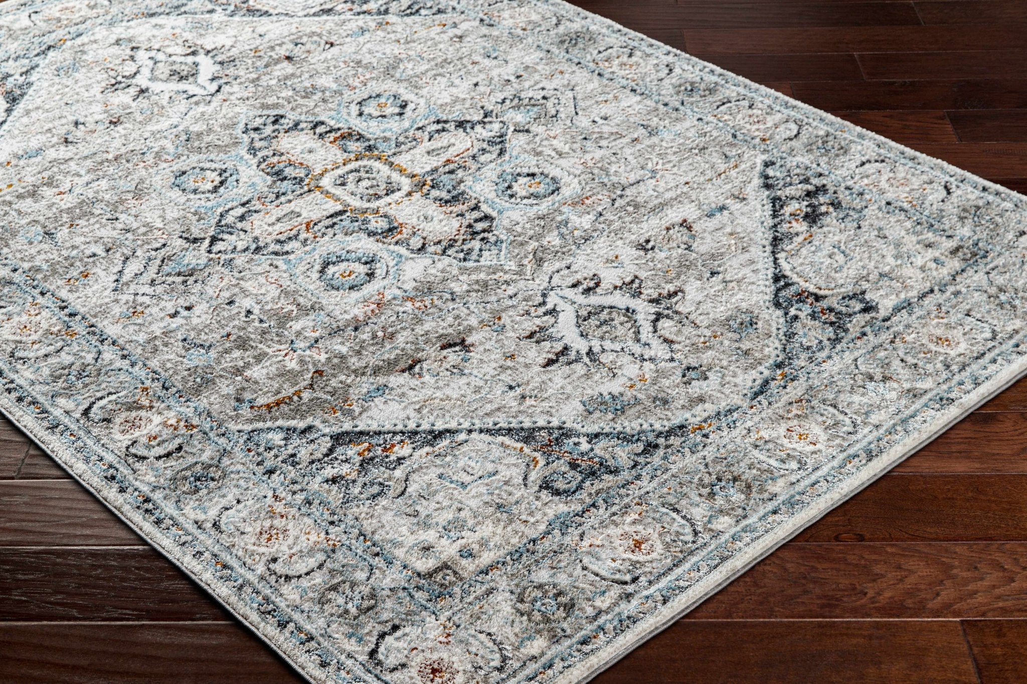 Antique Style Traditional Turkish Design Gray, Charcoal, Teal and Brown Area Rug - Image 16