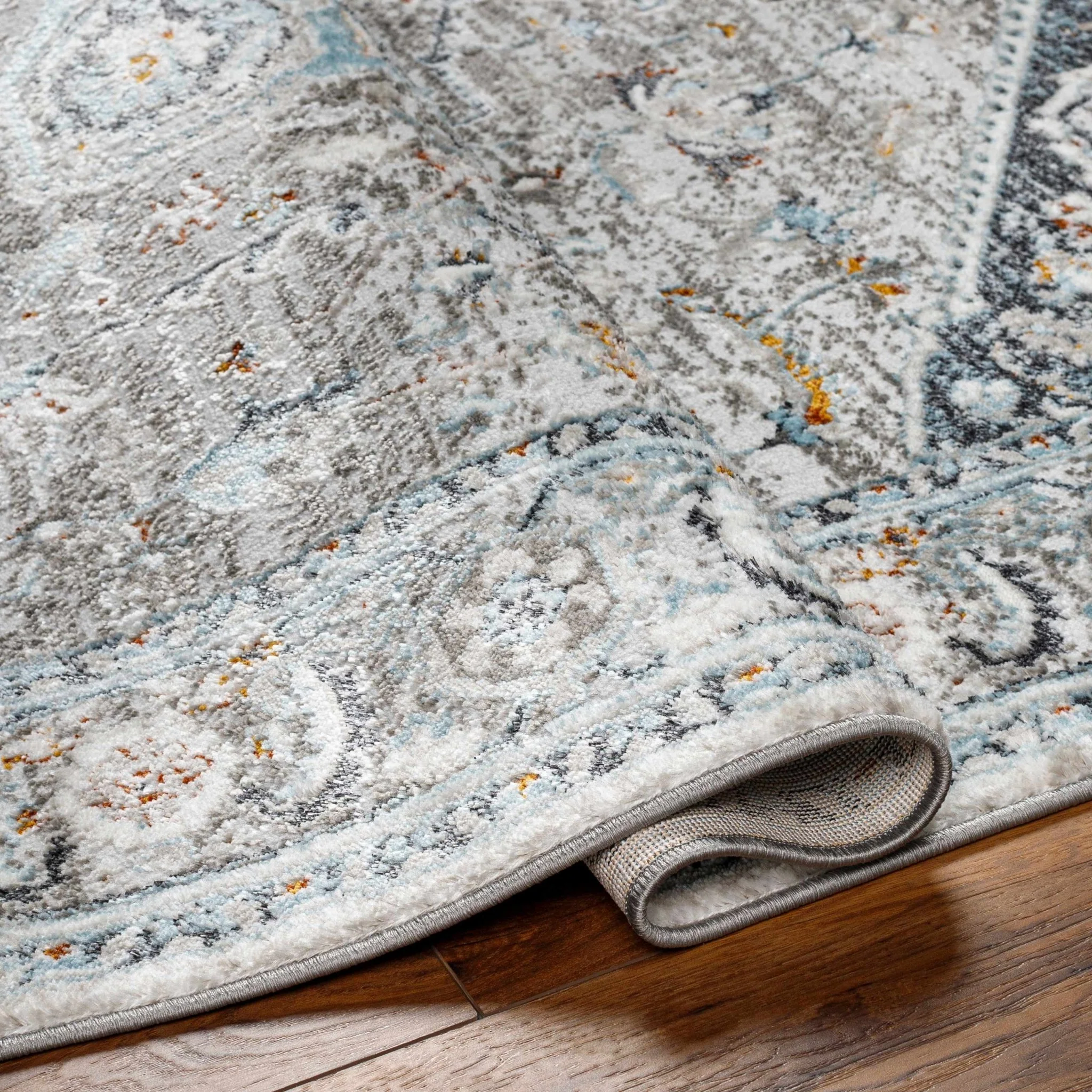 Antique Style Traditional Turkish Design Gray, Charcoal, Teal and Brown Area Rug - Image 17
