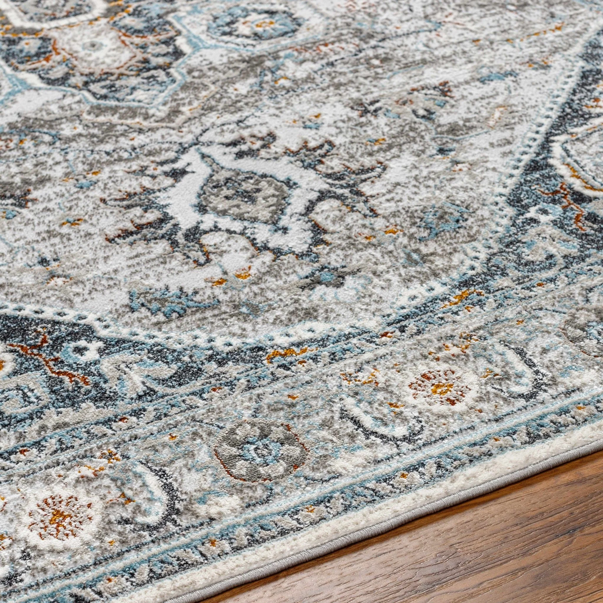 Antique Style Traditional Turkish Design Gray, Charcoal, Teal and Brown Area Rug - Image 18