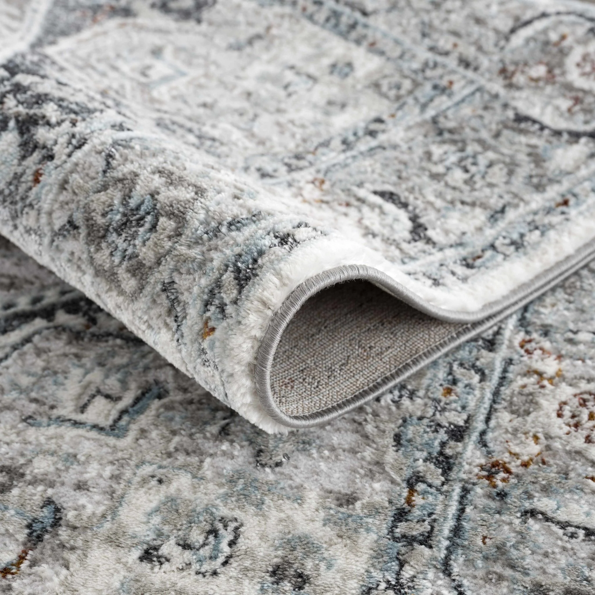 Antique Style Traditional Turkish Design Gray, Charcoal, Teal and Brown Area Rug - Image 4