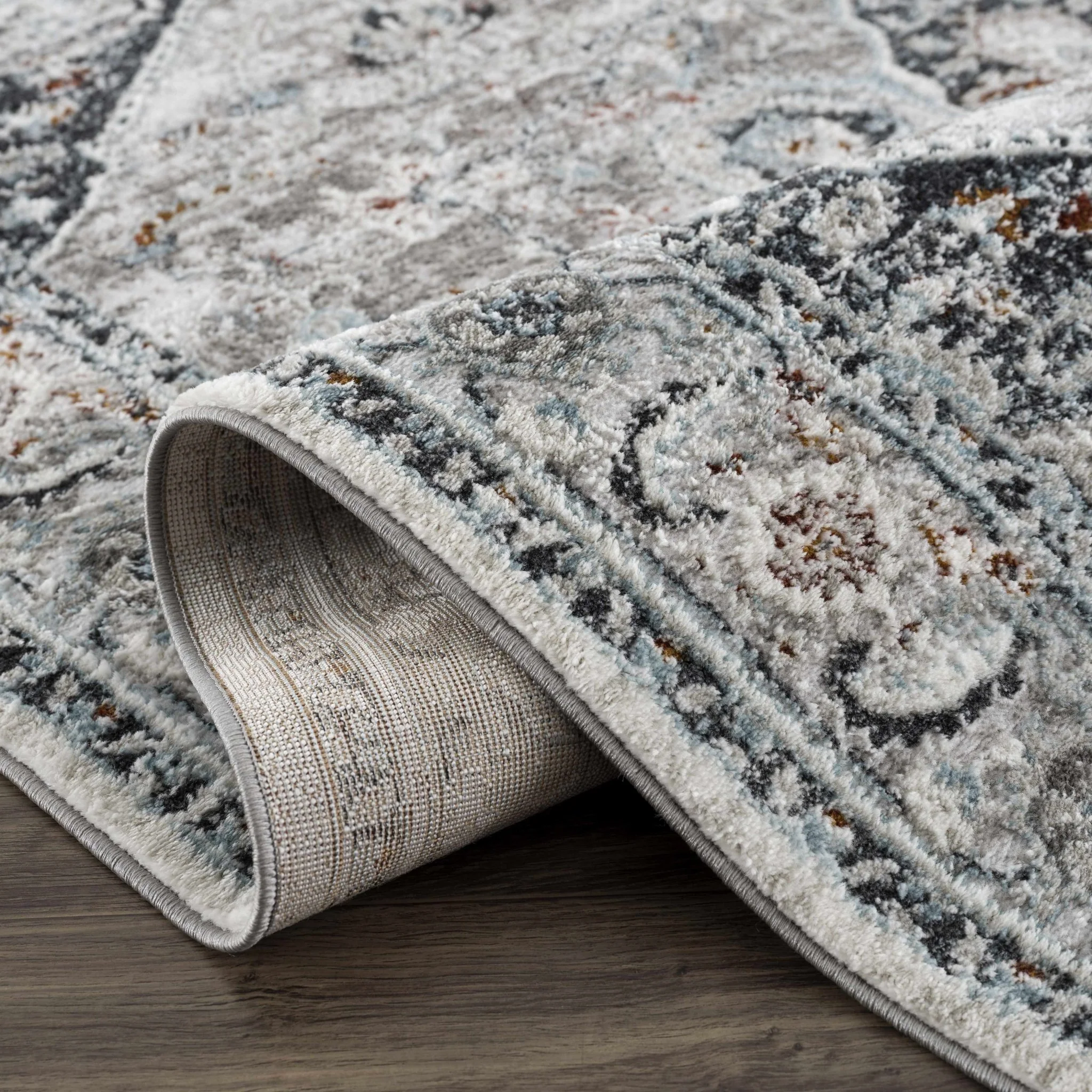 Antique Style Traditional Turkish Design Gray, Charcoal, Teal and Brown Area Rug - Image 7