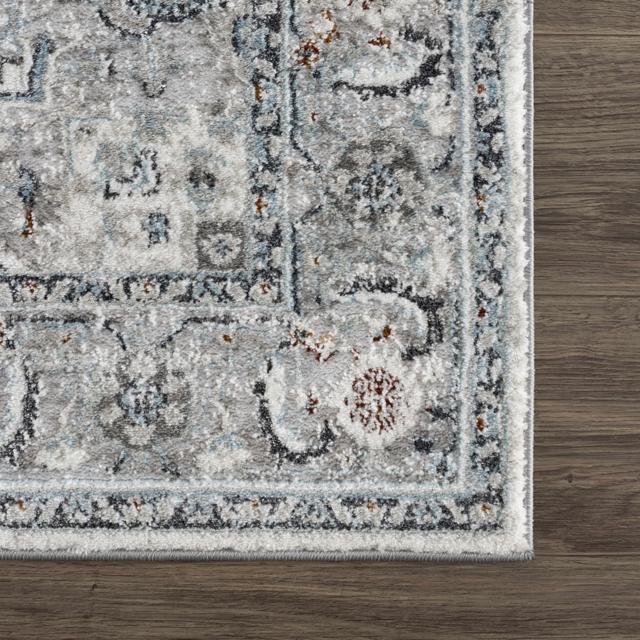 Antique Style Traditional Turkish Design Gray, Charcoal, Teal and Brown Area Rug - Image 8