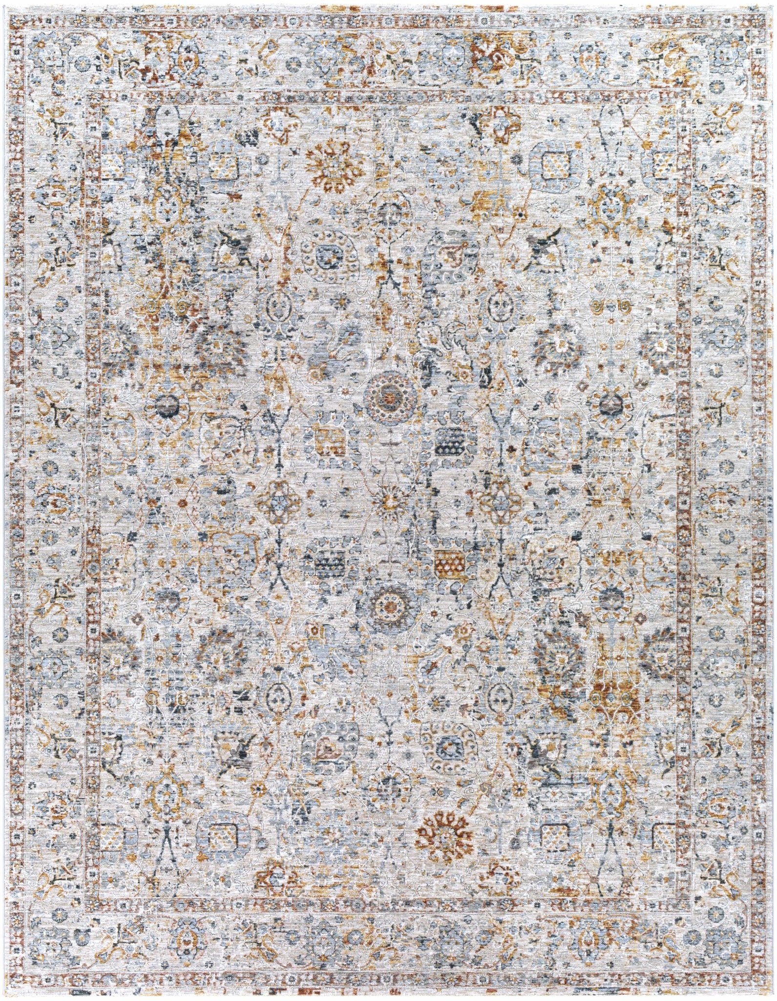 Traditional Design Beige Oushak Machine Woven Rug - Image 11