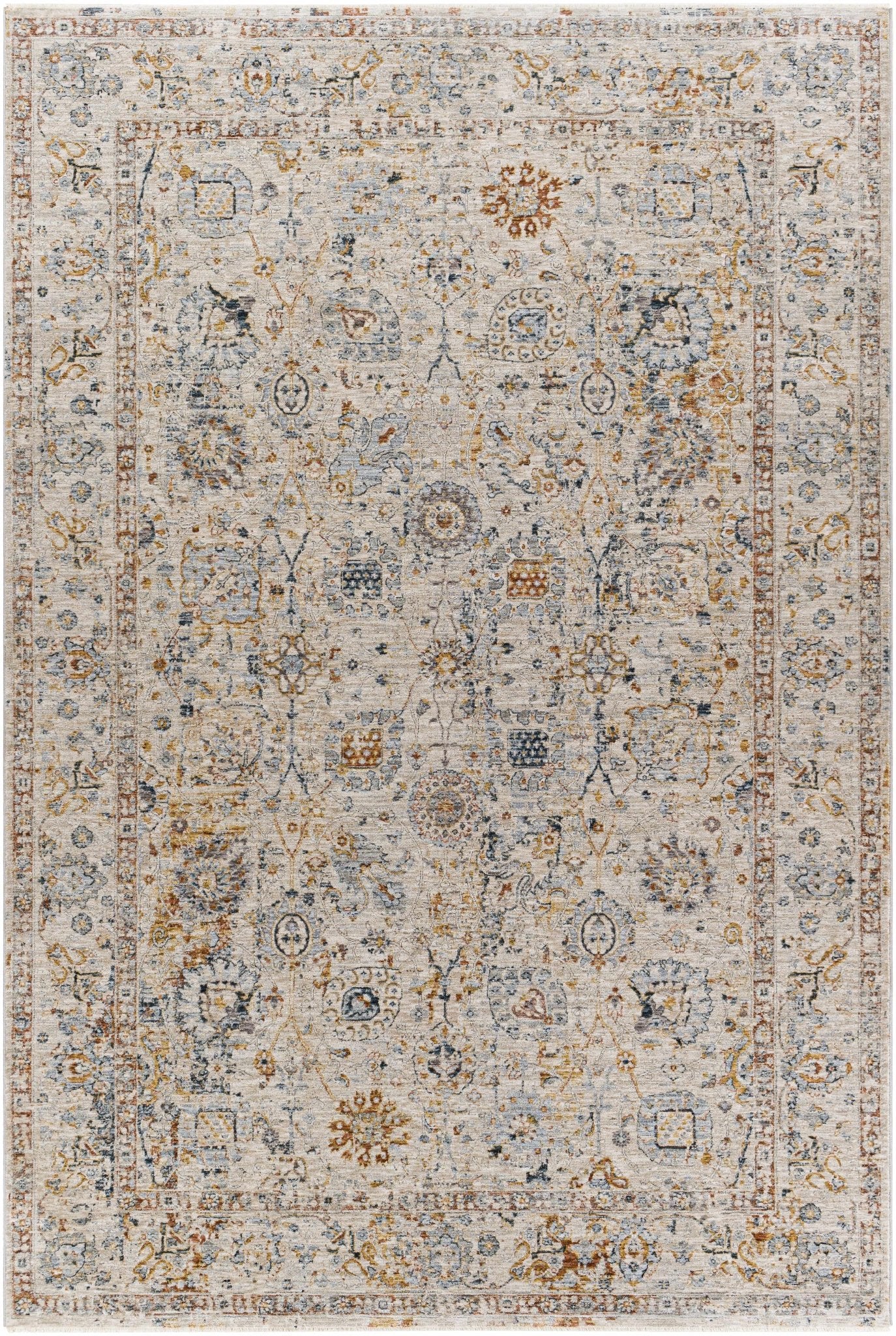 Traditional Design Beige Oushak Machine Woven Rug - Image 12