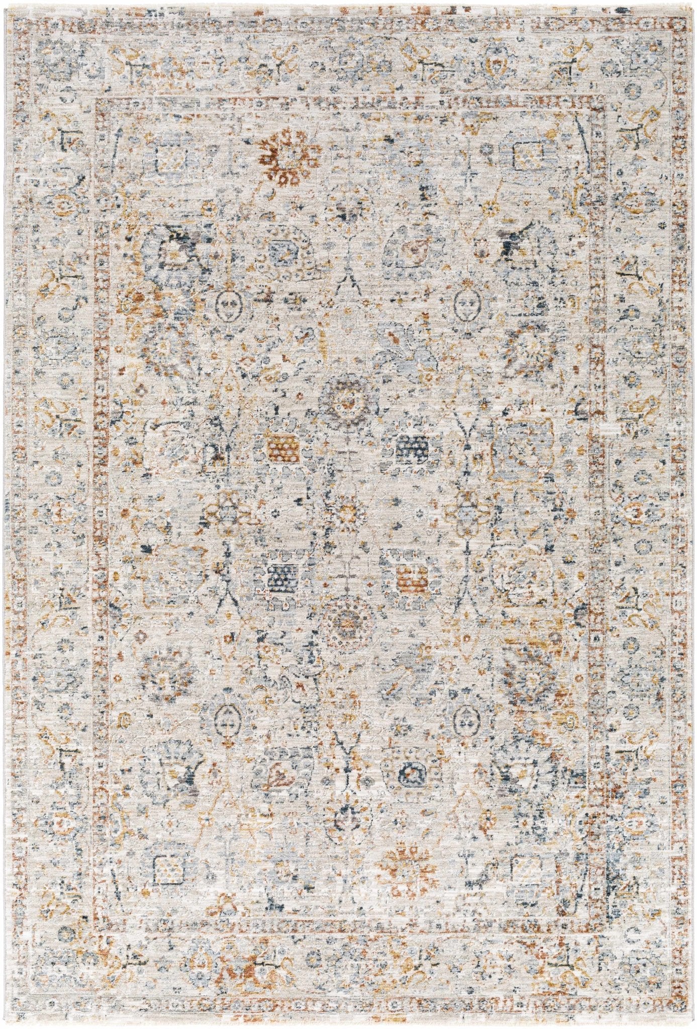 Traditional Design Beige Oushak Machine Woven Rug - Image 2