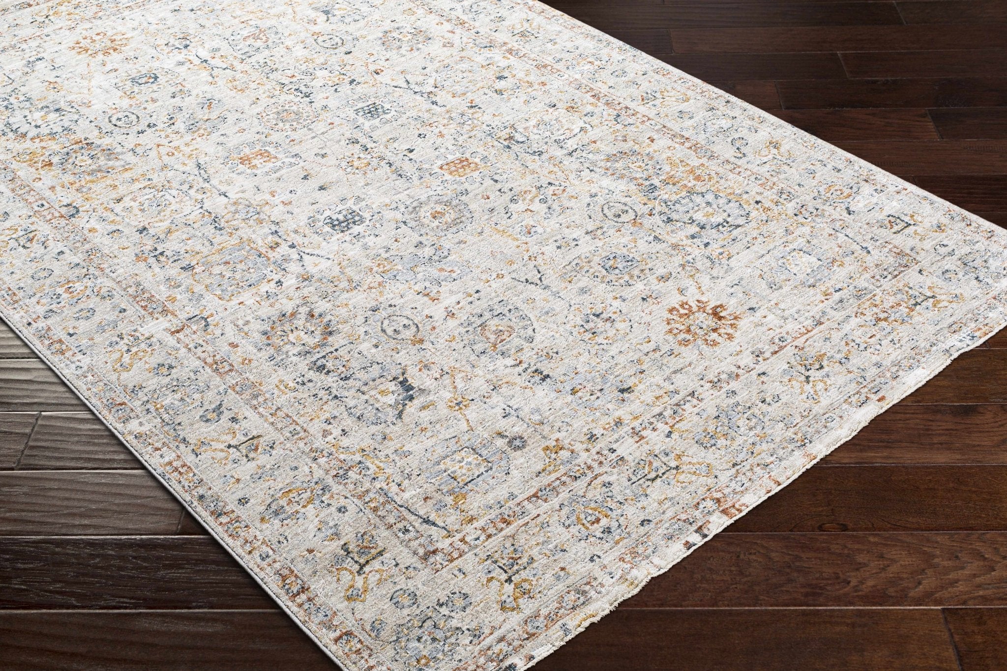 Traditional Design Beige Oushak Machine Woven Rug - Image 3