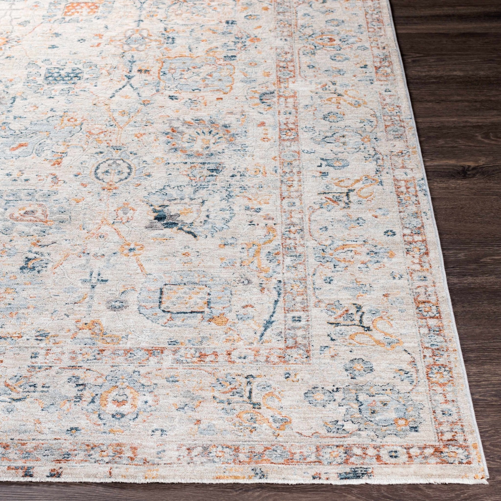 Traditional Design Beige Oushak Machine Woven Rug - Image 4