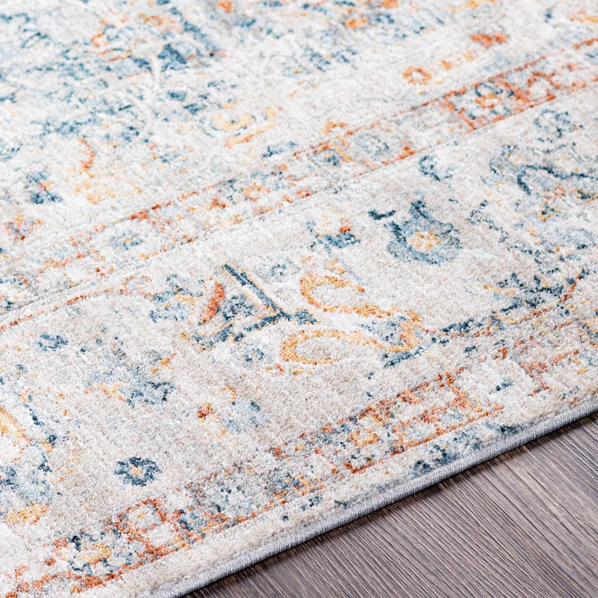 Traditional Design Beige Oushak Machine Woven Rug - Image 6