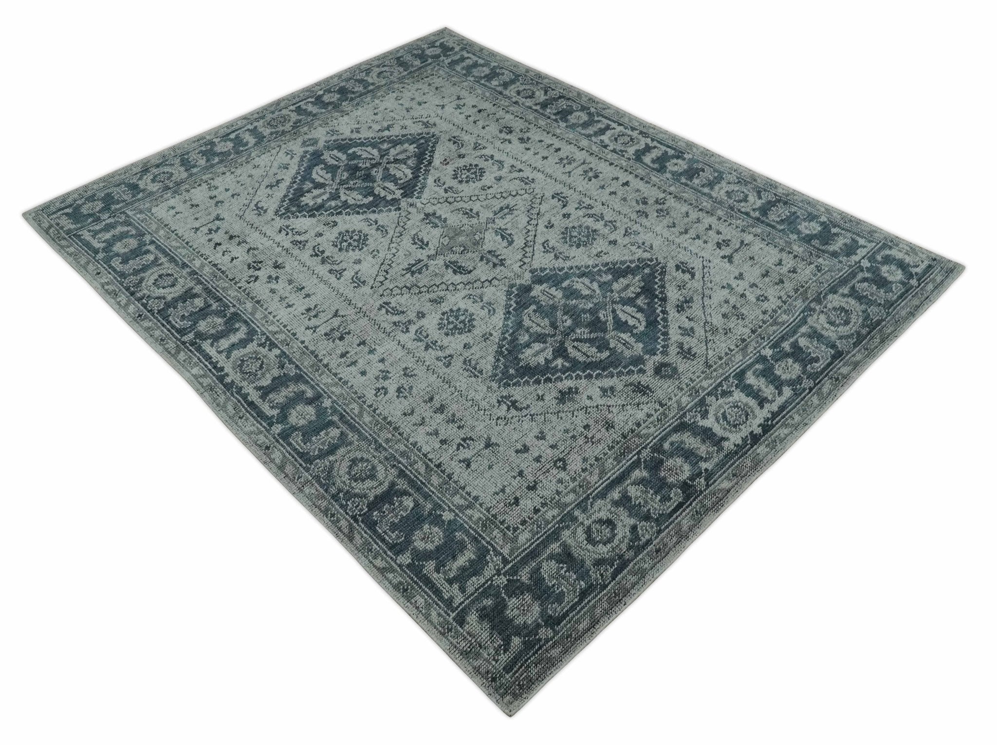 Vintage Style Distressed Traditional Hand Knotted Serapi Silver and Gray Multi Size Area Rug - Image 10