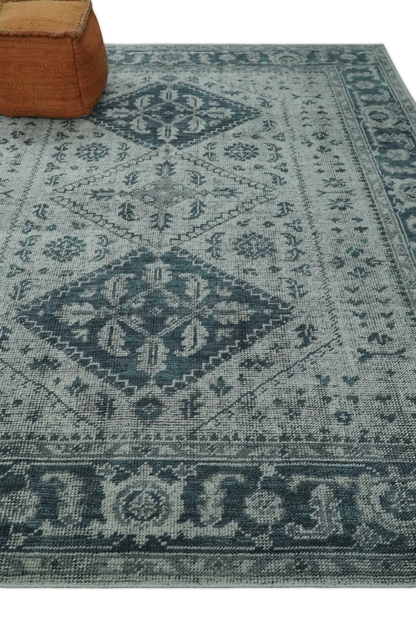 Vintage Style Distressed Traditional Hand Knotted Serapi Silver and Gray Multi Size Area Rug - Image 3