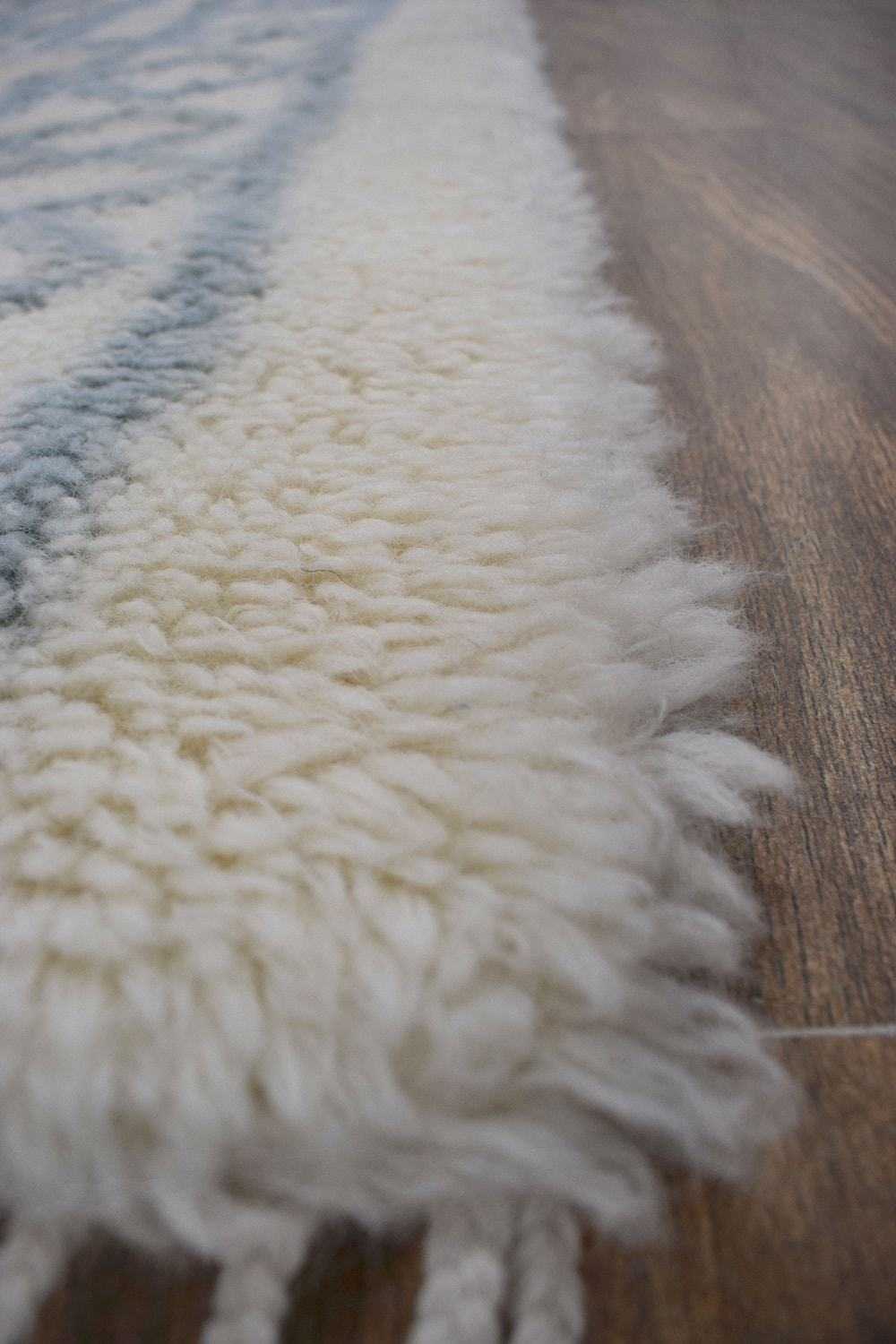 Traditional Hand Made Moroccan Design Wool Light Blue Moroccan Rug - Image 5