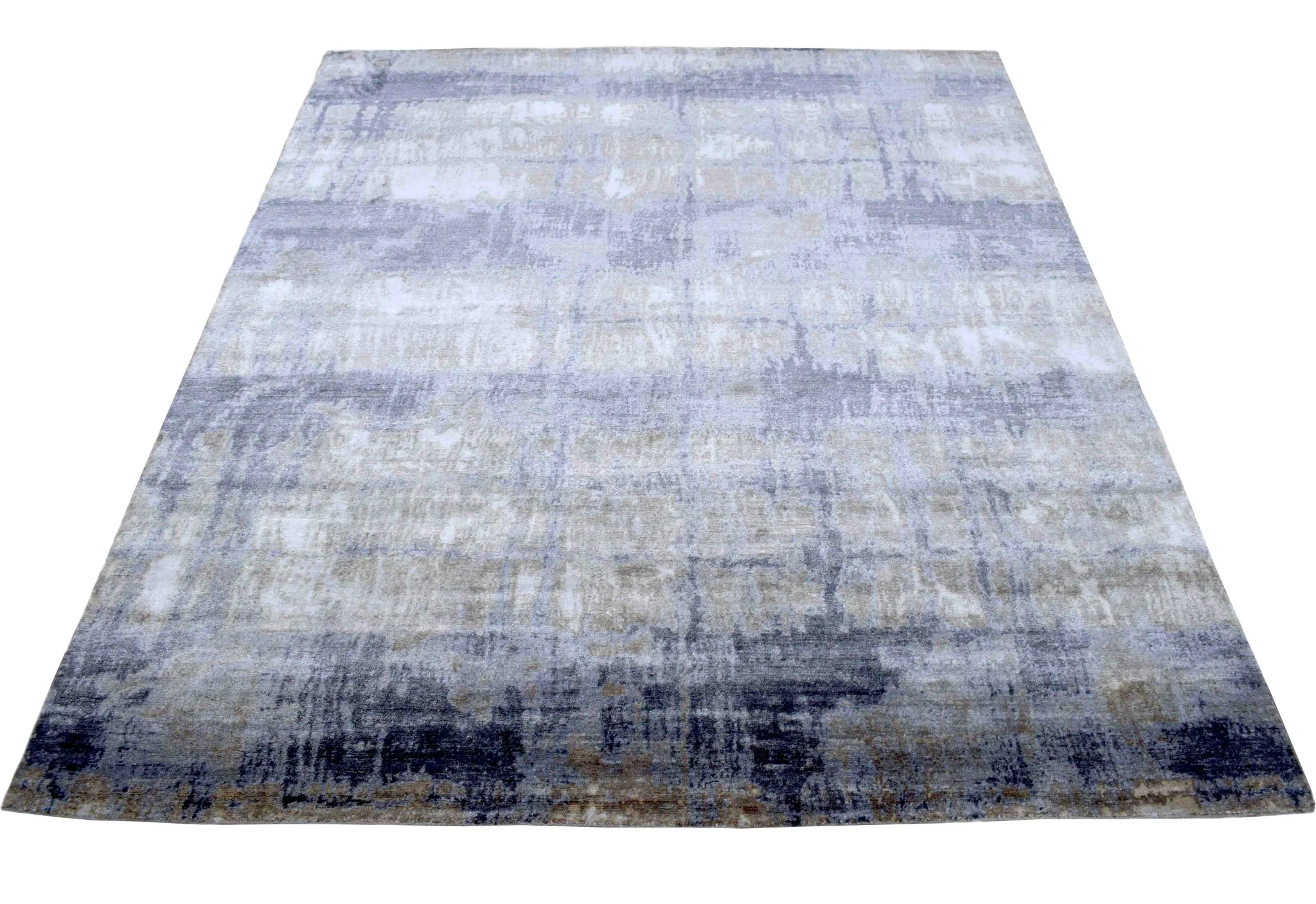 Luxury Hand knotted Blue and Silver Silk 8x10 Area Rug | TRD1856810 - Image 5