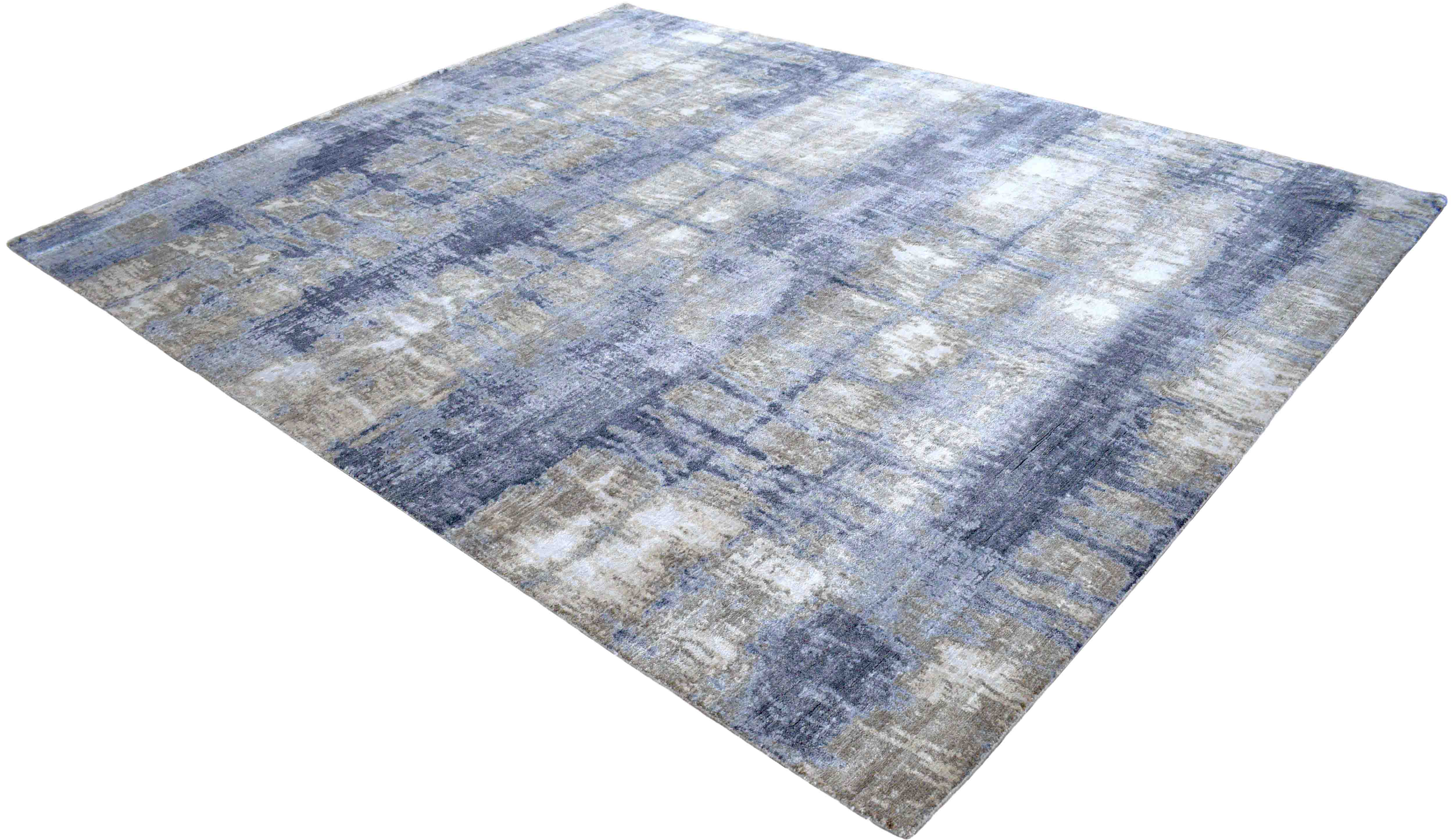 Luxury Hand knotted Blue and Silver Silk 8x10 Area Rug | TRD1856810 - Image 7