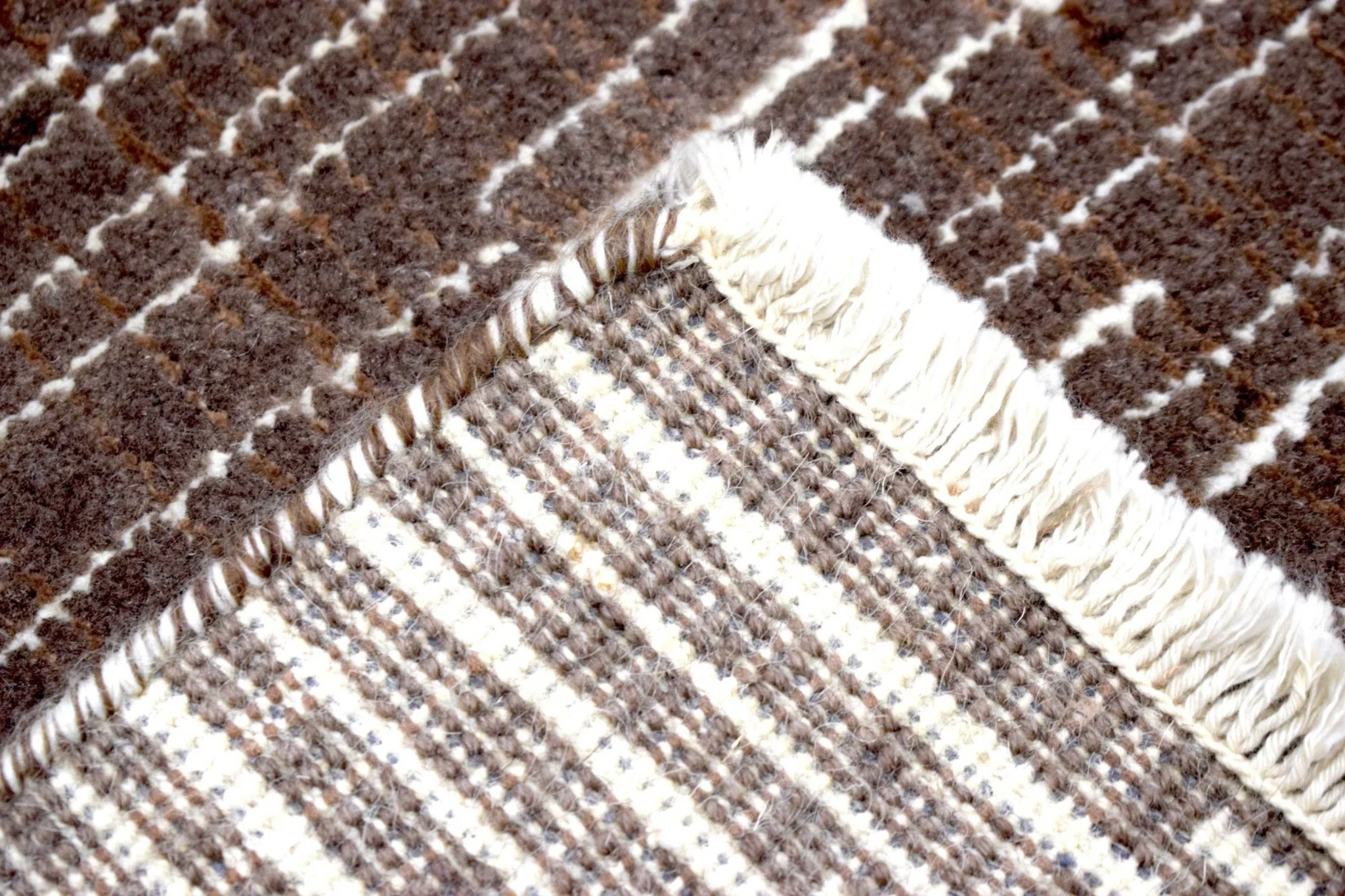 Brown and Ivory Traditional Handmade Wool & Viscose 2x3 Area Rug | TRD140323 - Image 6