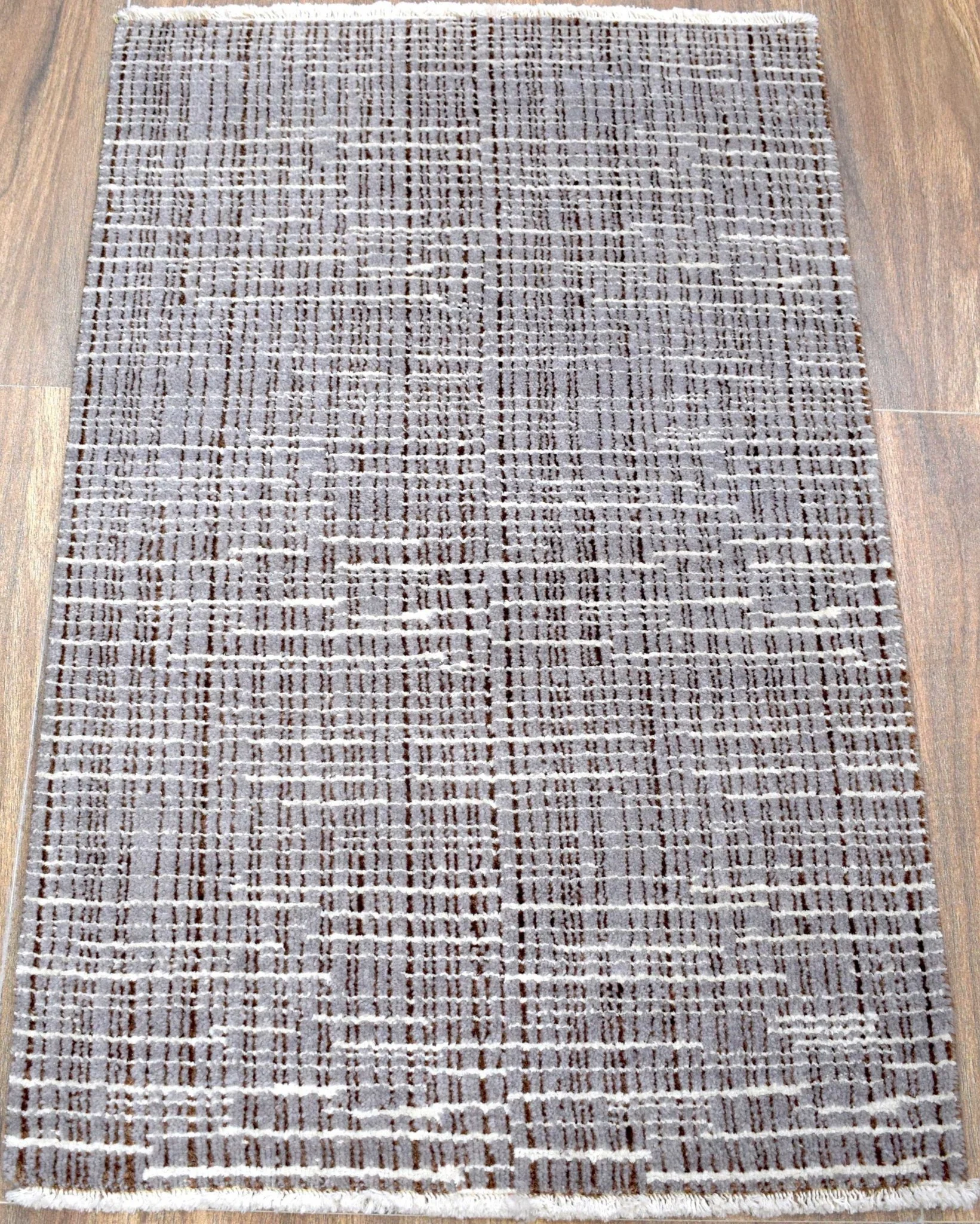 Blue and Silver Traditional Handmade Wool & Viscose 2x3 Area Rug | TRD154523 - Image 5