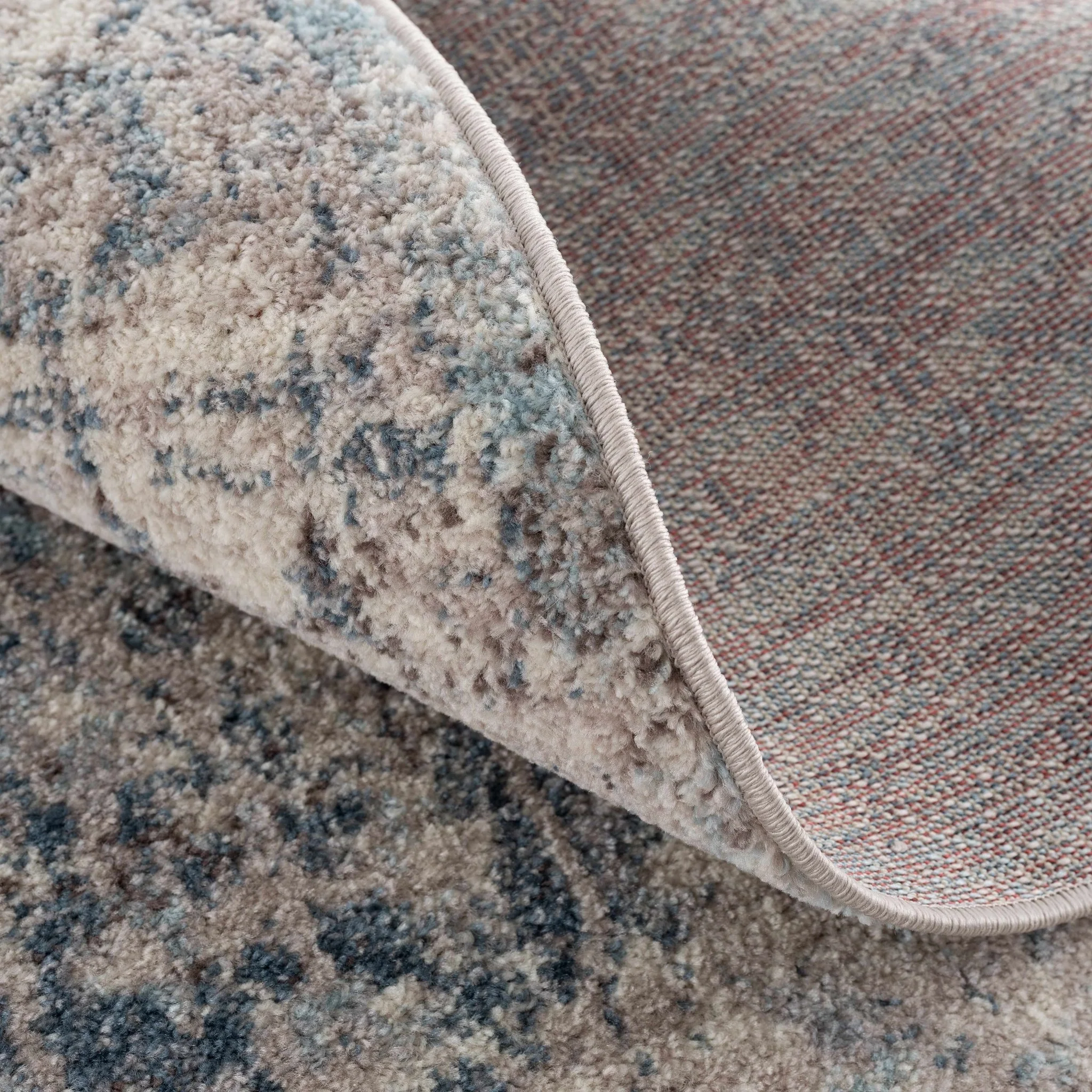 Traditional Heriz Design Beige, Blue and Brown Medium Pile Area Rug - Image 10
