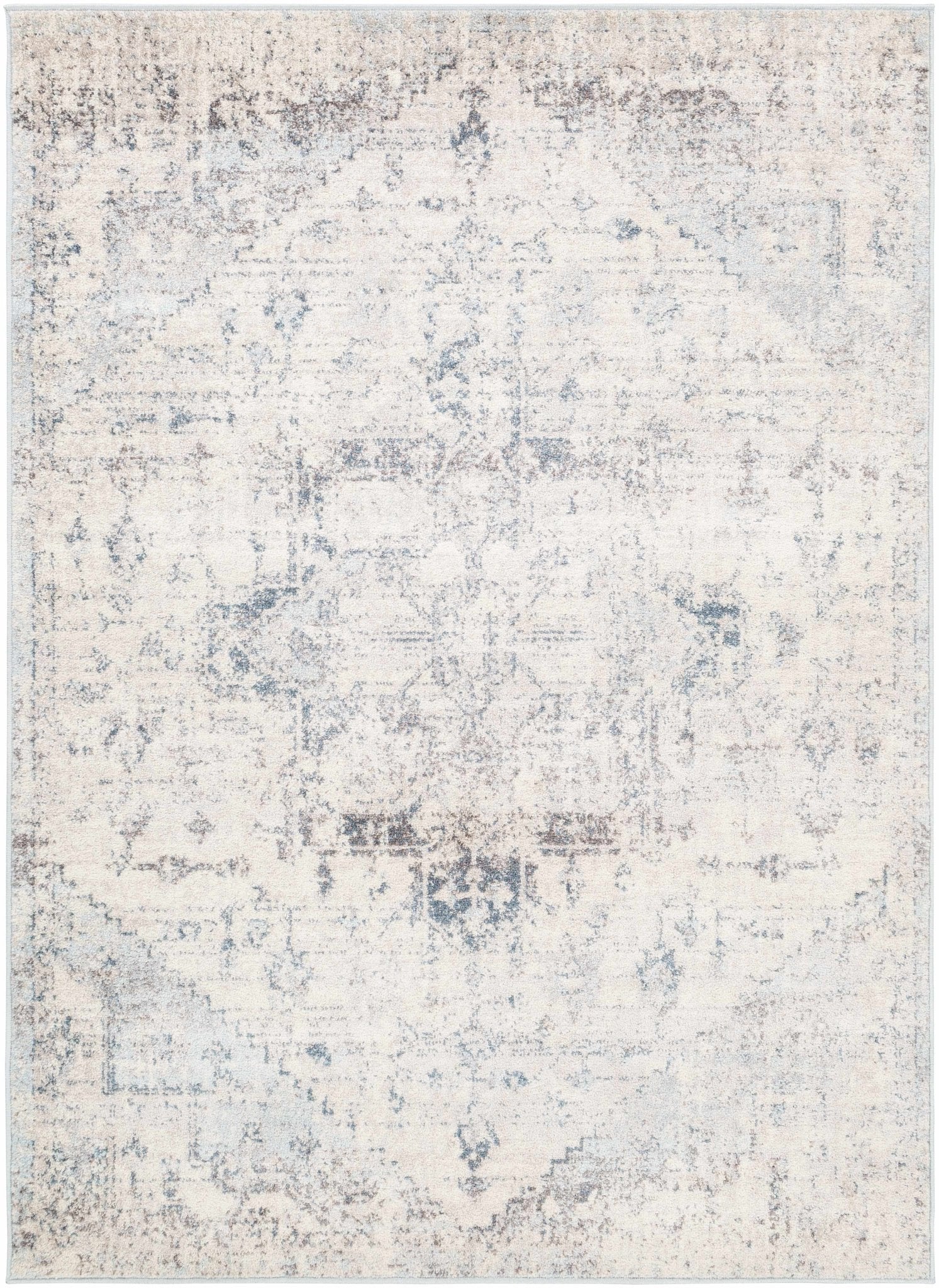 Traditional Heriz Design Beige, Blue and Brown Medium Pile Area Rug - Image 14