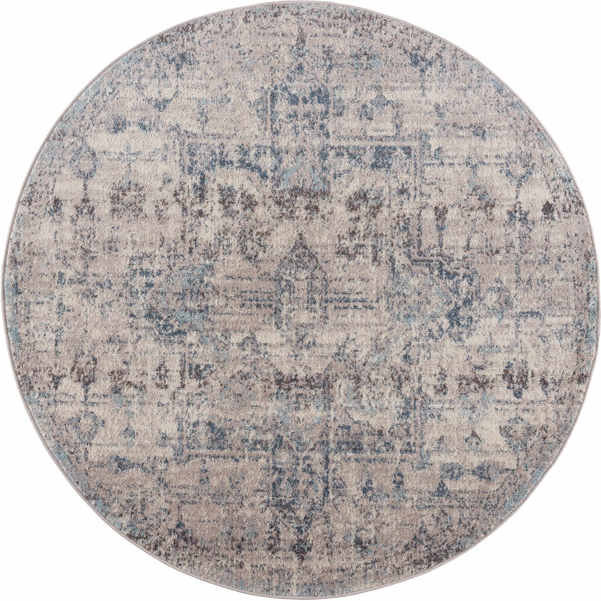 Traditional Heriz Design Beige, Blue and Brown Medium Pile Area Rug - Image 6