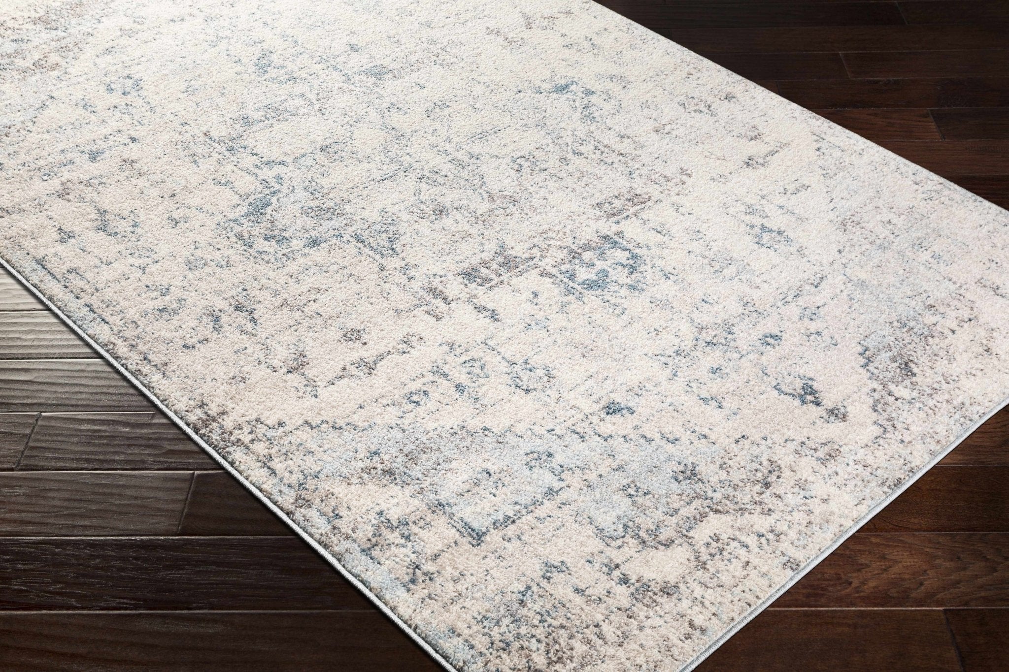 Traditional Heriz Design Beige, Blue and Brown Medium Pile Area Rug - Image 7
