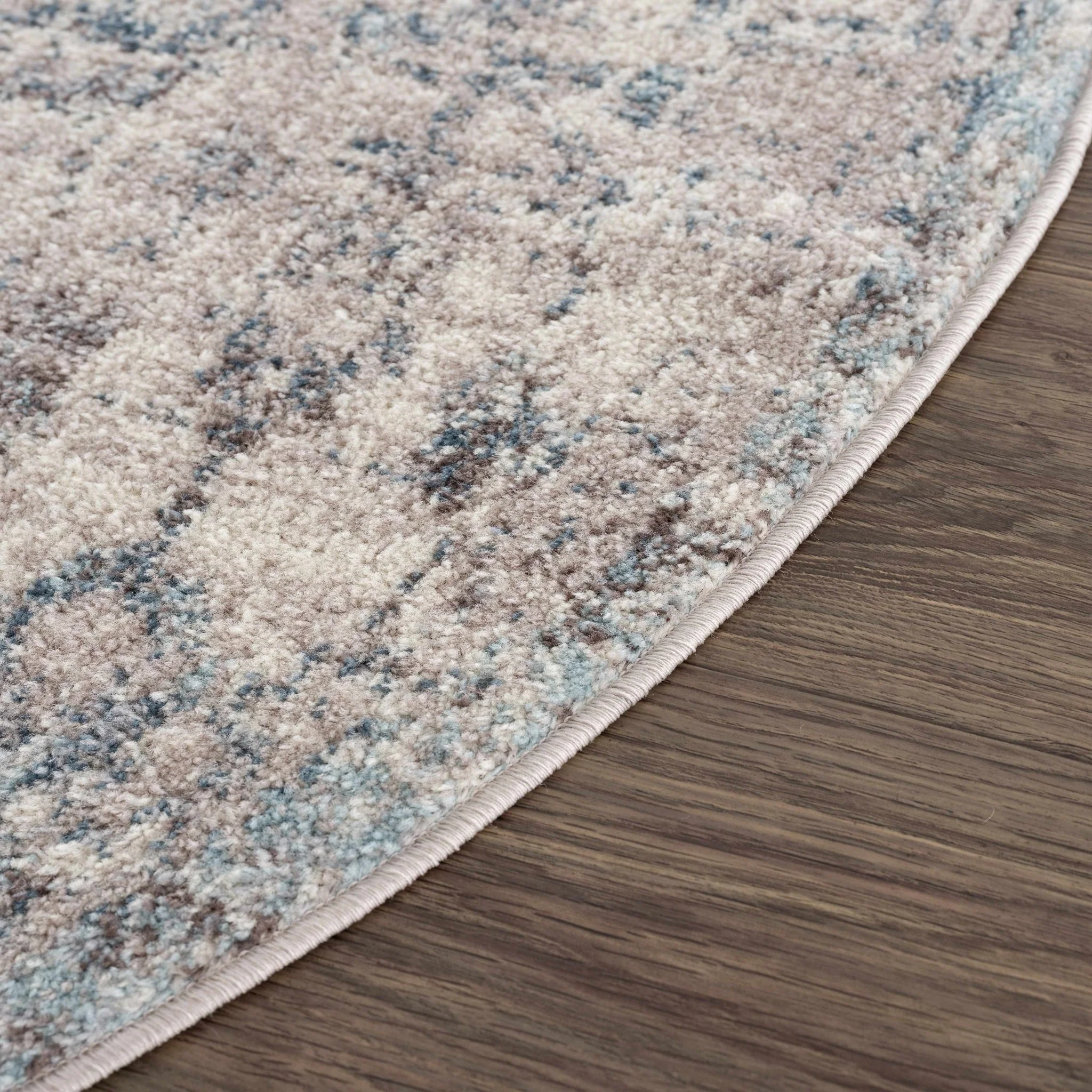 Traditional Heriz Design Beige, Blue and Brown Medium Pile Area Rug - Image 8