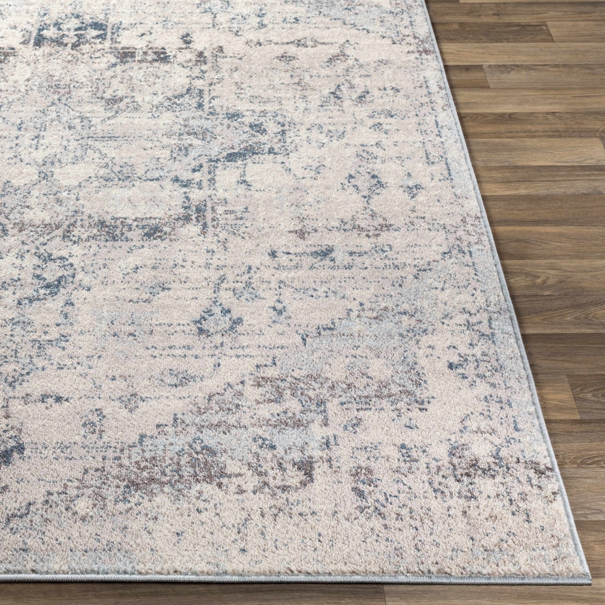 Traditional Heriz Design Beige, Blue and Brown Medium Pile Area Rug - Image 9