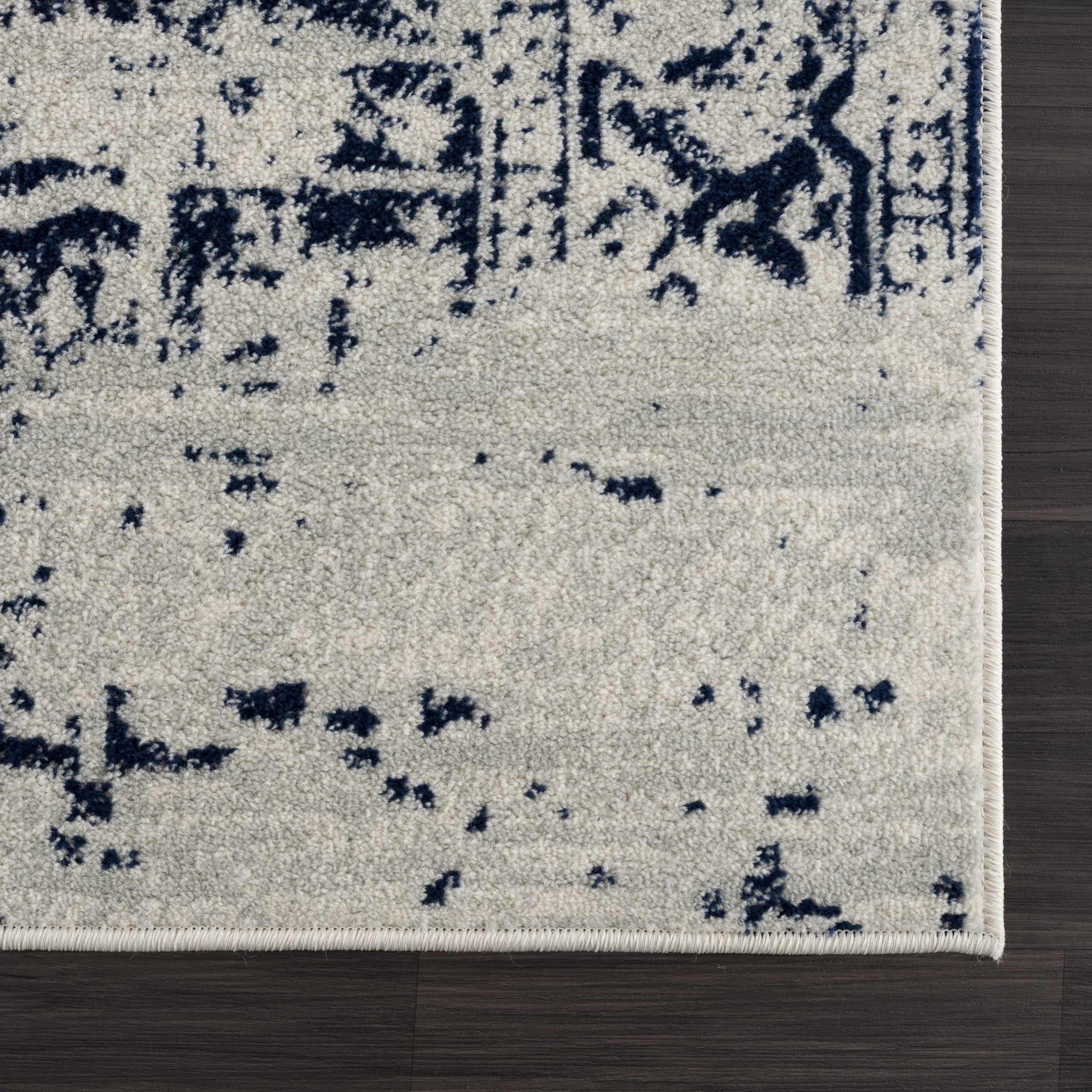Transitional Heriz Design  Blue and Beige Medallion Area Rug - Image 13
