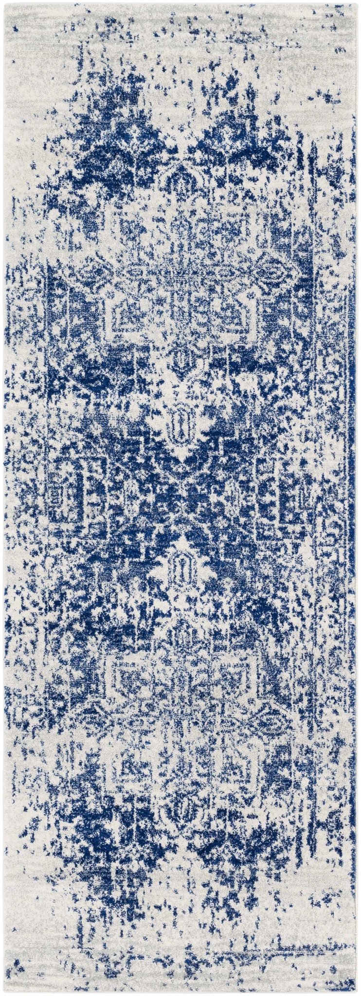 Transitional Heriz Design  Blue and Beige Medallion Area Rug - Image 14