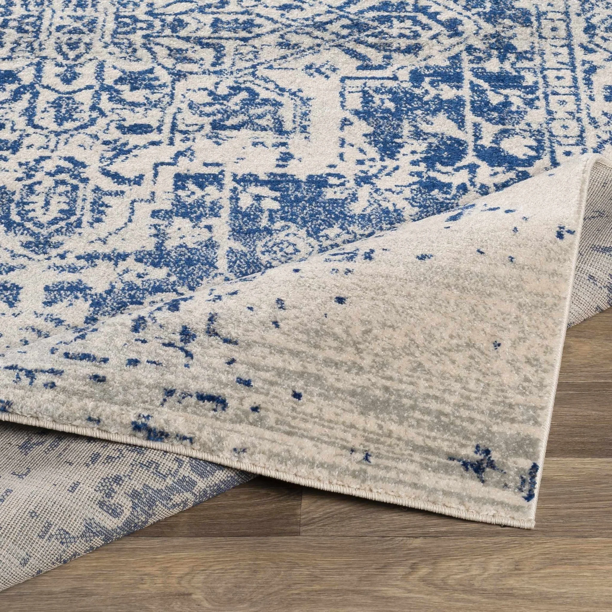 Transitional Heriz Design  Blue and Beige Medallion Area Rug - Image 15