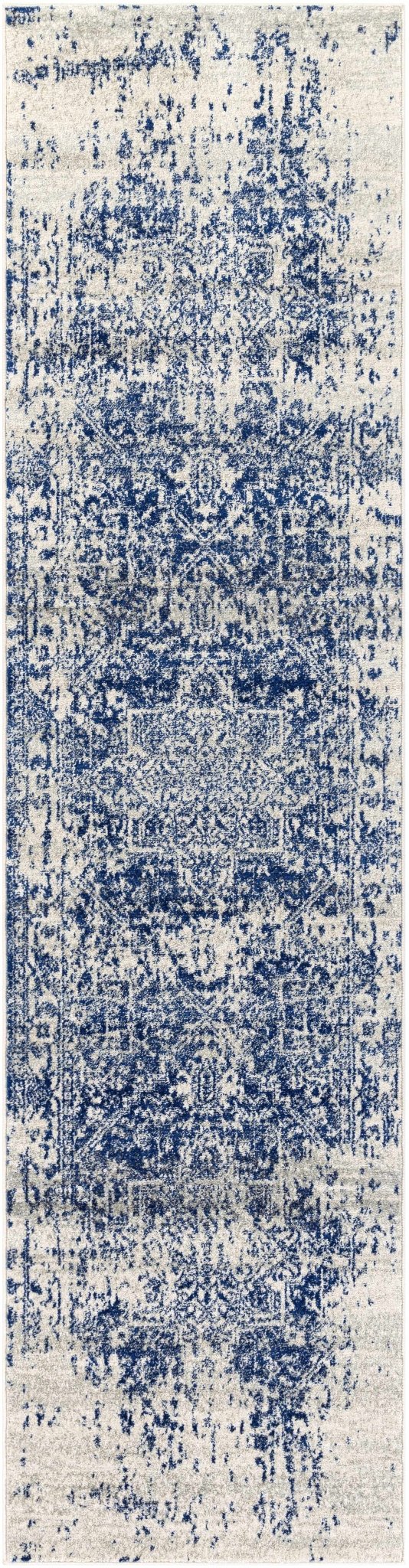 Transitional Heriz Design  Blue and Beige Medallion Area Rug - Image 19