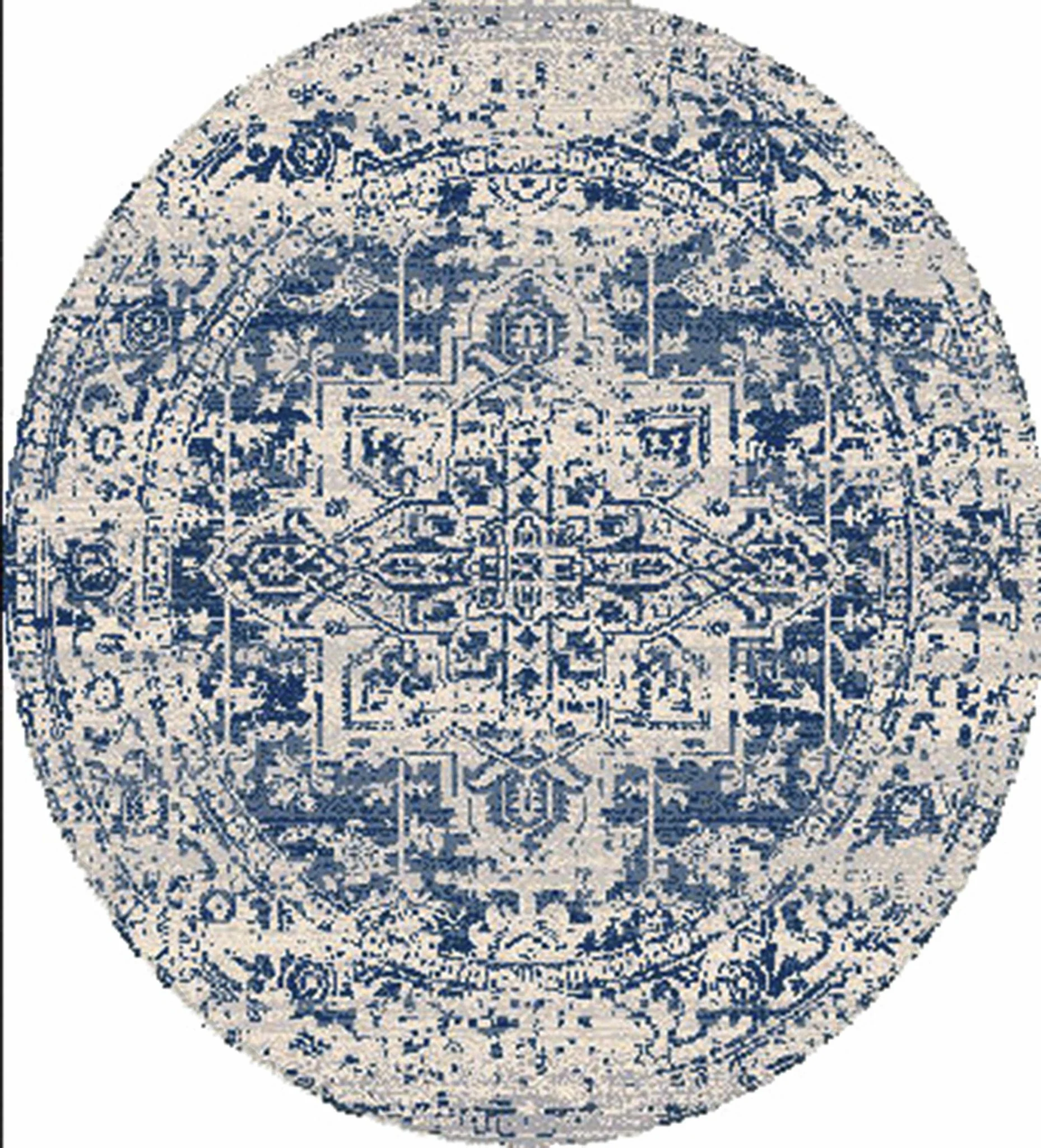 Transitional Heriz Design  Blue and Beige Medallion Area Rug - Image 20