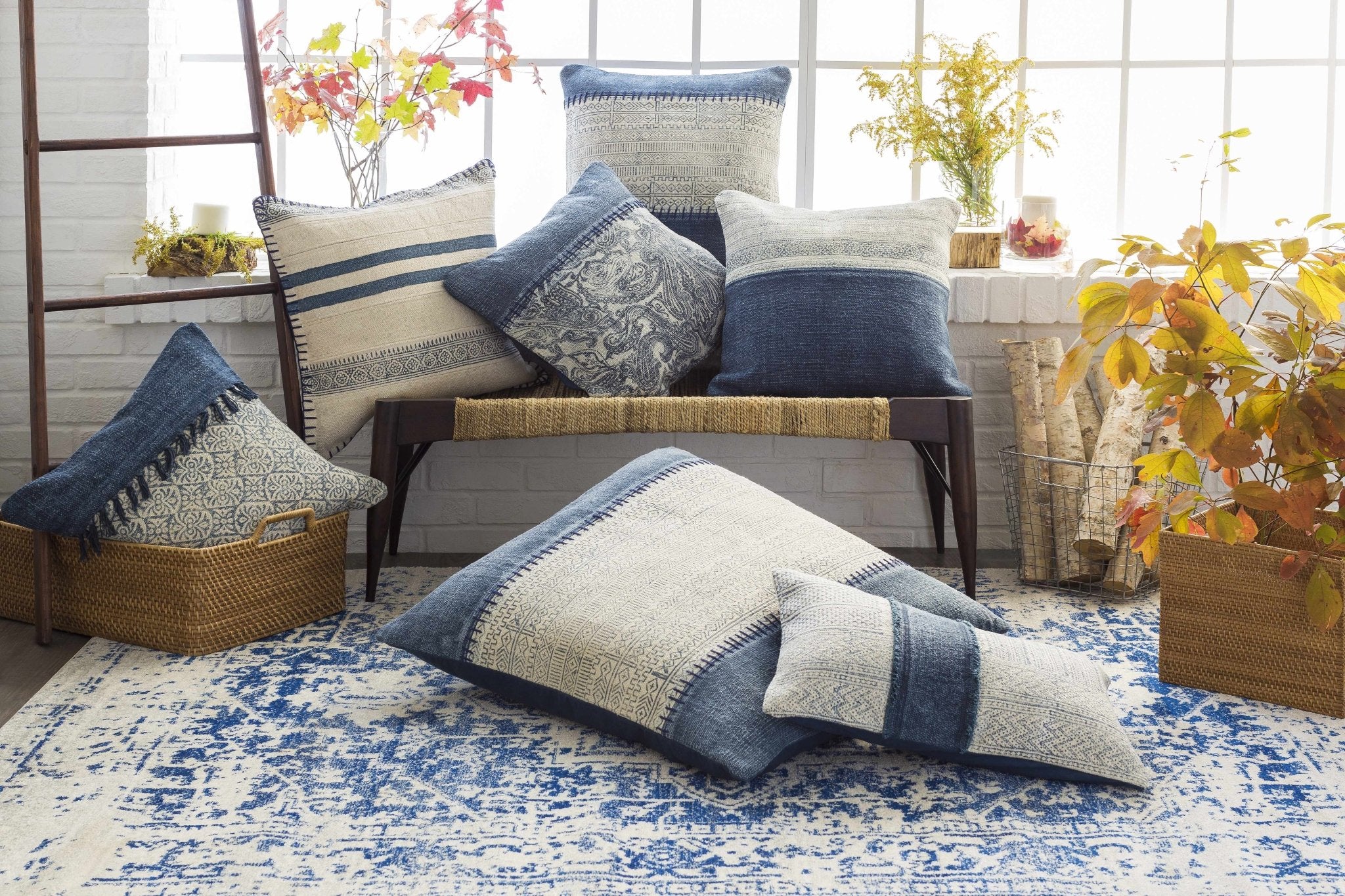 Transitional Heriz Design  Blue and Beige Medallion Area Rug - Image 25