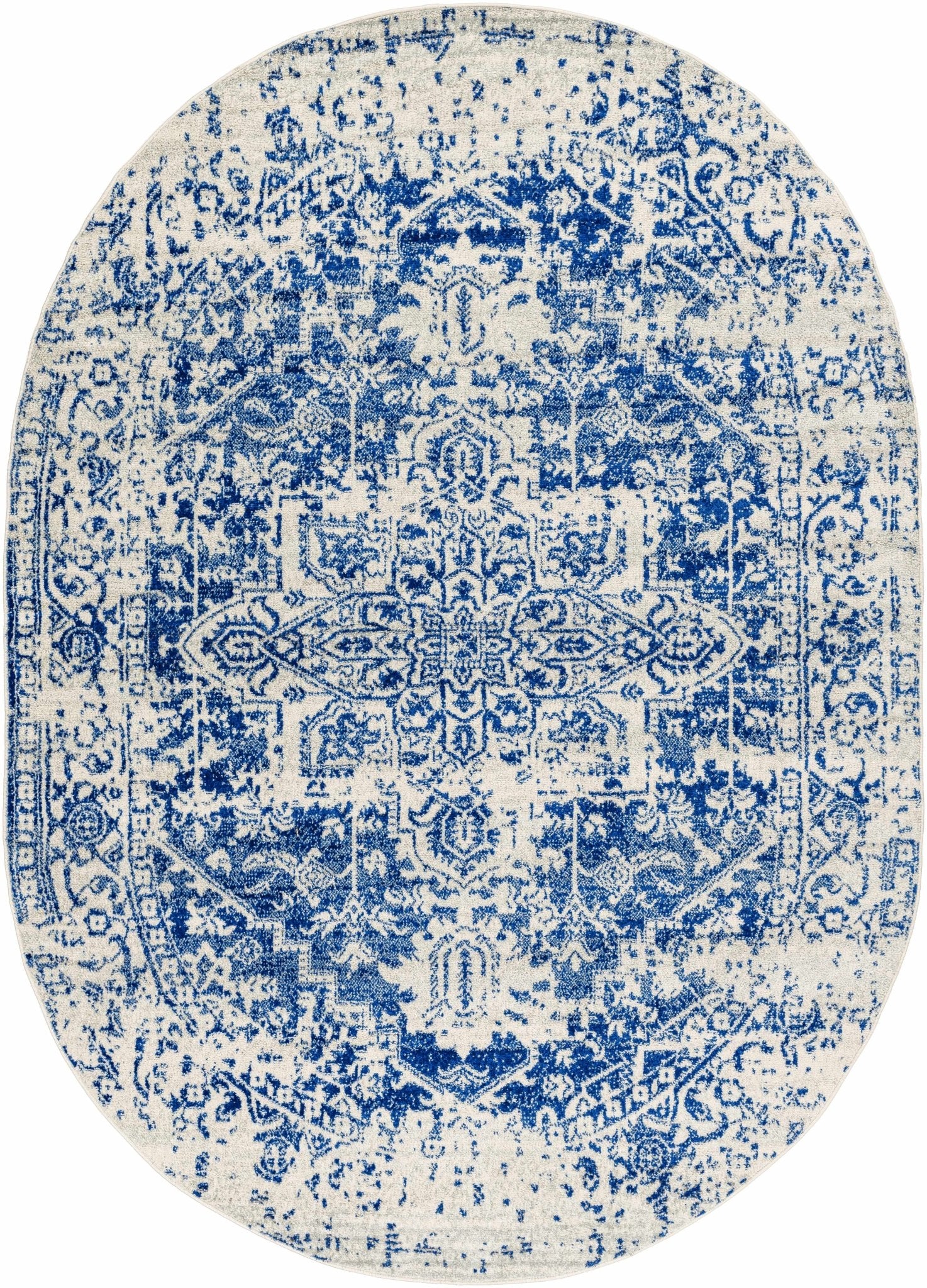 Transitional Heriz Design  Blue and Beige Medallion Area Rug - Image 33
