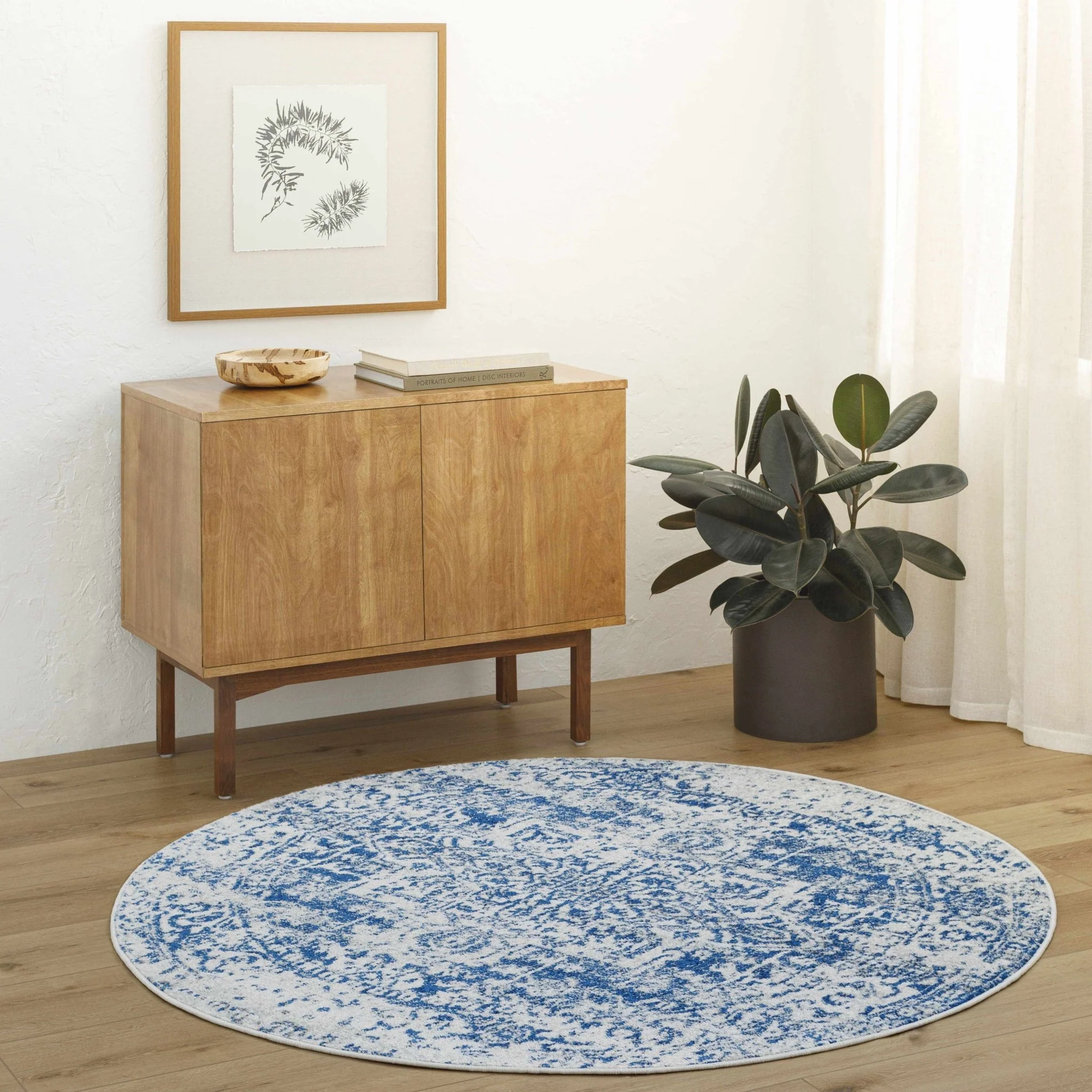 Transitional Heriz Design  Blue and Beige Medallion Area Rug - Image 35