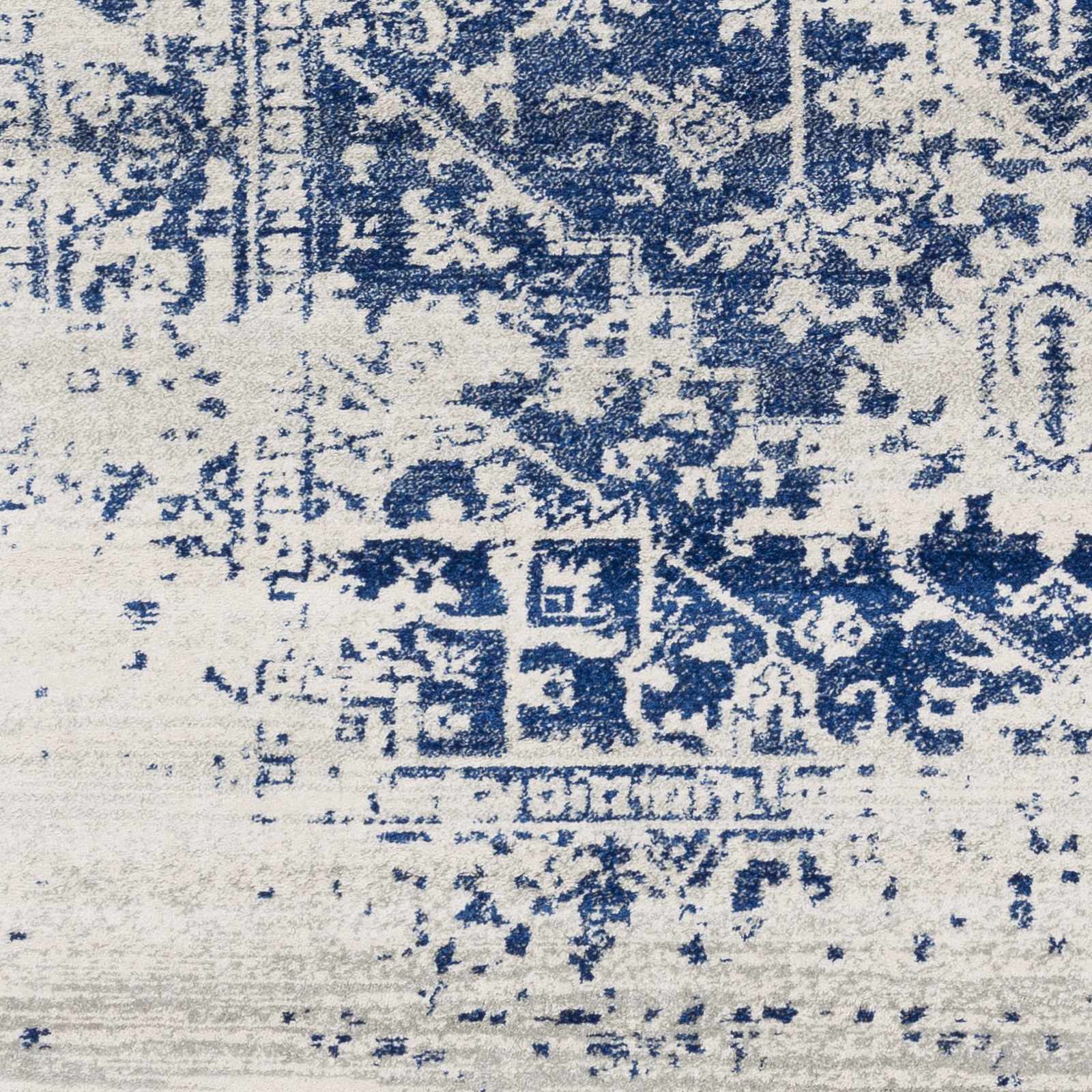 Transitional Heriz Design  Blue and Beige Medallion Area Rug - Image 4